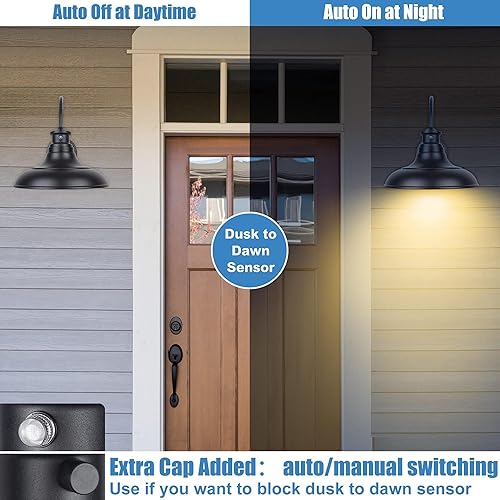 Miniatura 3 de Luces LED de granero para exteriores del atardecer al amanecer, 2 paquetes de luces exteriores de cuello de cisne de granja, montaje en pared, luces