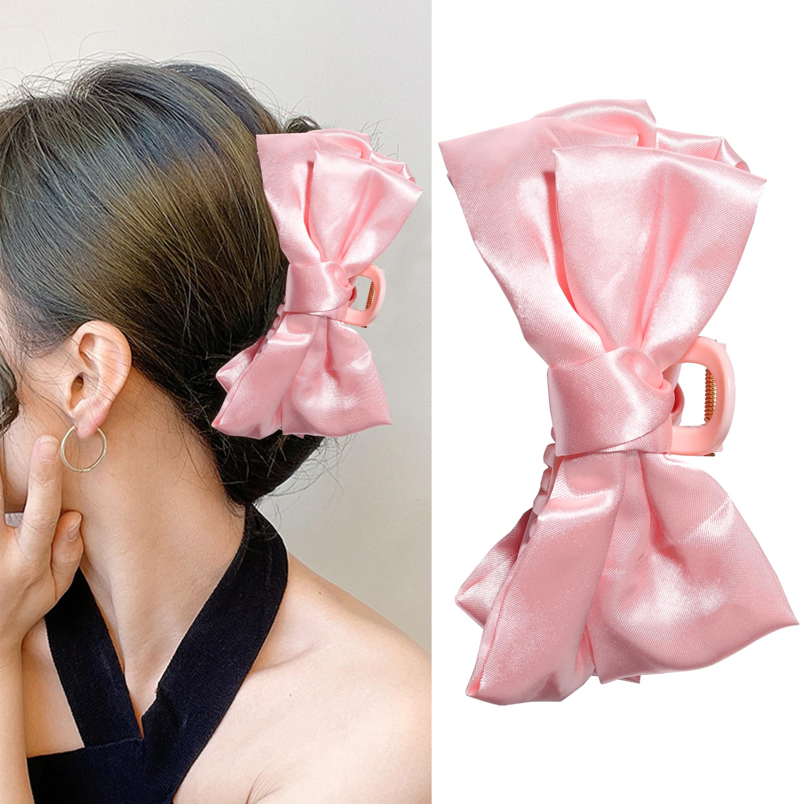 Amazon.com : Pink Bow Hair Clip Girls Bows Clips Premium  display picture 3