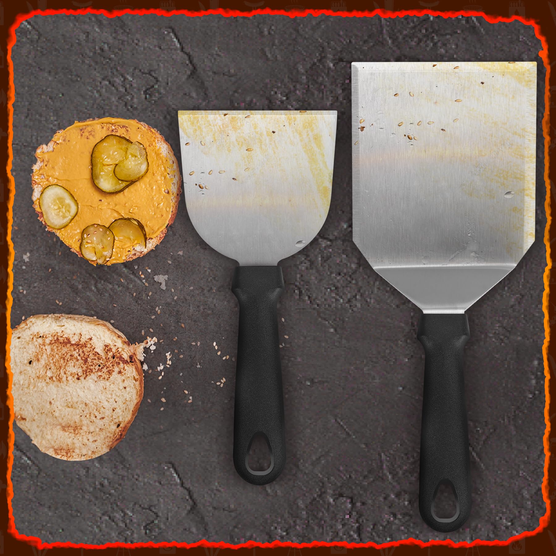 Set de spatules pour barbecue en acier inoxydable avec grande spatule pour barbecue Smash Burger Set idéal comme presse à burger smashed burger presse à burger Spatule