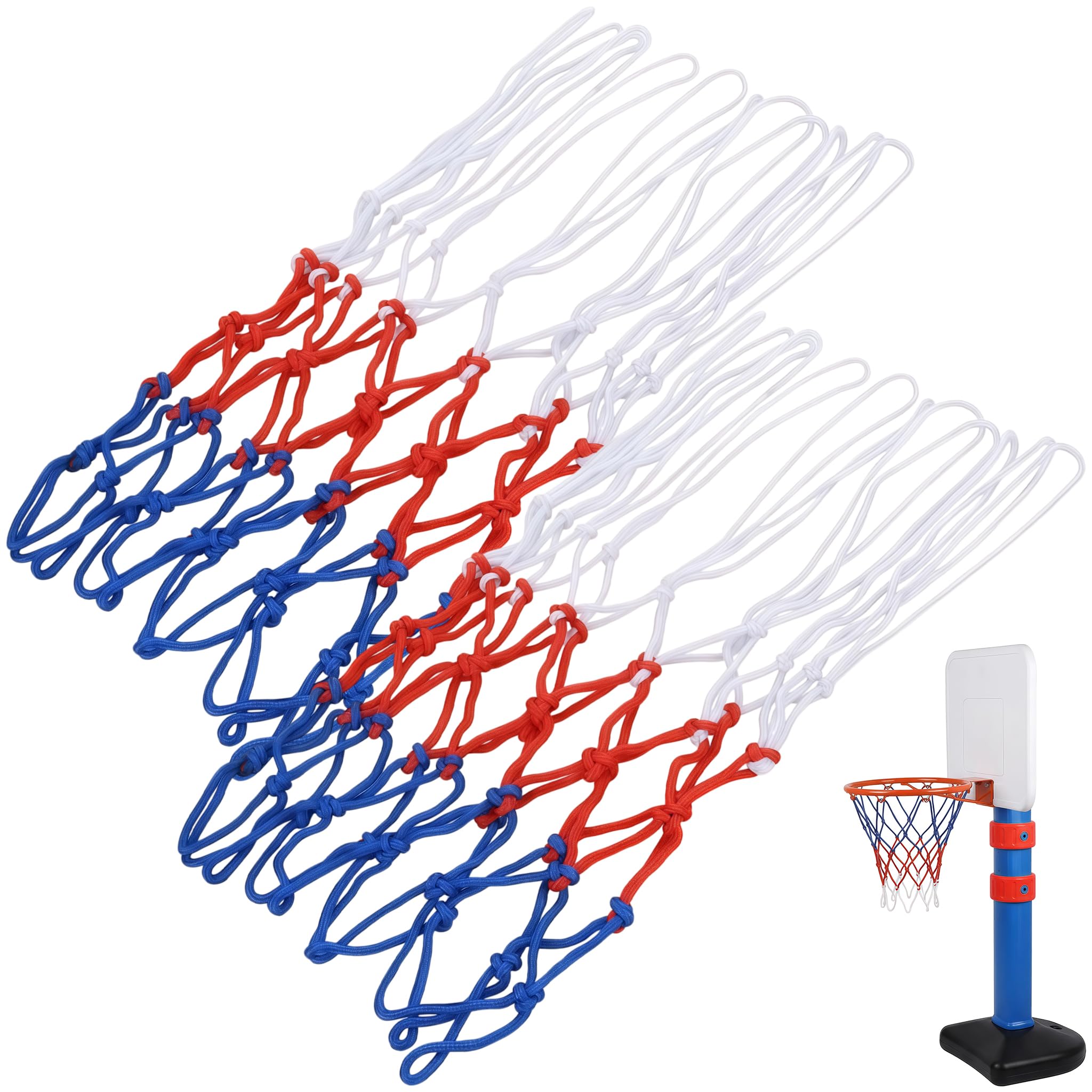 2 Pezzi Rete da Basket, Rete per Canestro da Basket Dimensioni Standard con 12 Anelli, Rete da Basket per Esterno e Interno, Nylon Rinforzato Resistente alle Intemperie, Lunghezza 45cm