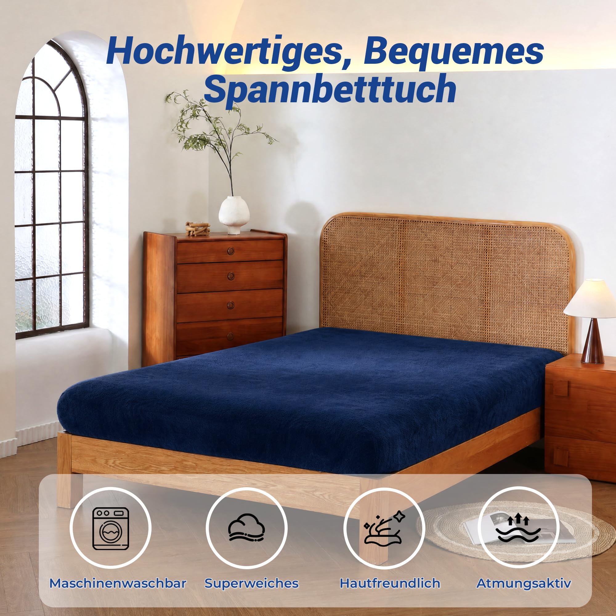 Softan Lenzuolo con angoli in peluche, 140-160 x 200 cm, profondità 30 cm