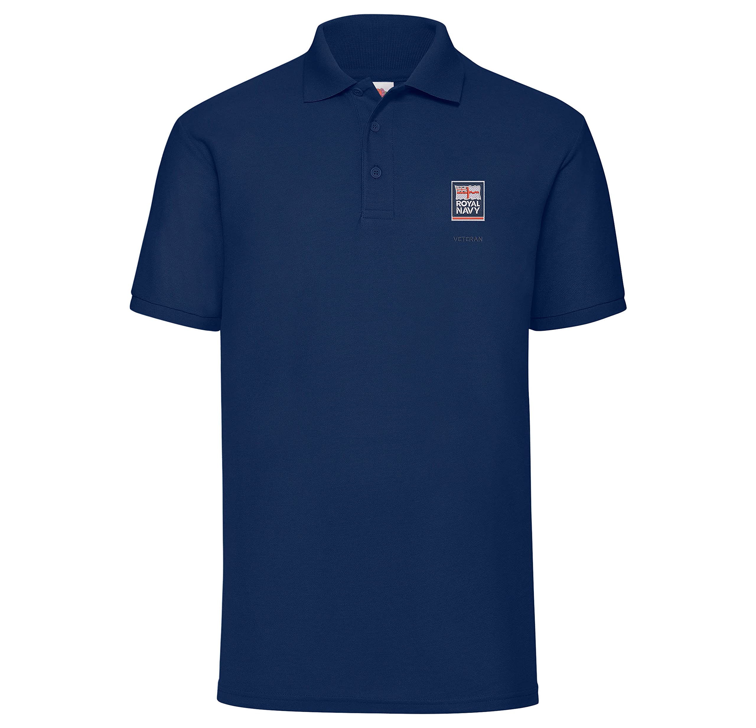 The Military Store Men's Navy Royal Veteran Embroidered Polo Shirt, Medium