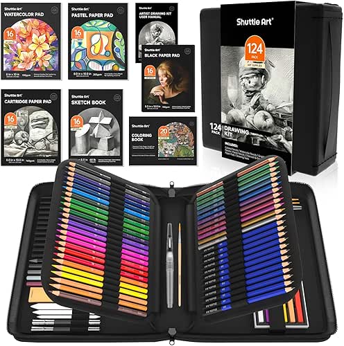 Shuttle Art 124 PCS Drawing Kit, Professional Drawing Supplies with