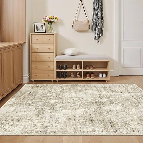 Miniatura 33 de Alfombra lavable de 8 x 10 pies, alfombra grande y suave para sala de estar, alfombra vintage beige, alfombra de 8 x 10 pies, para dormitorio,