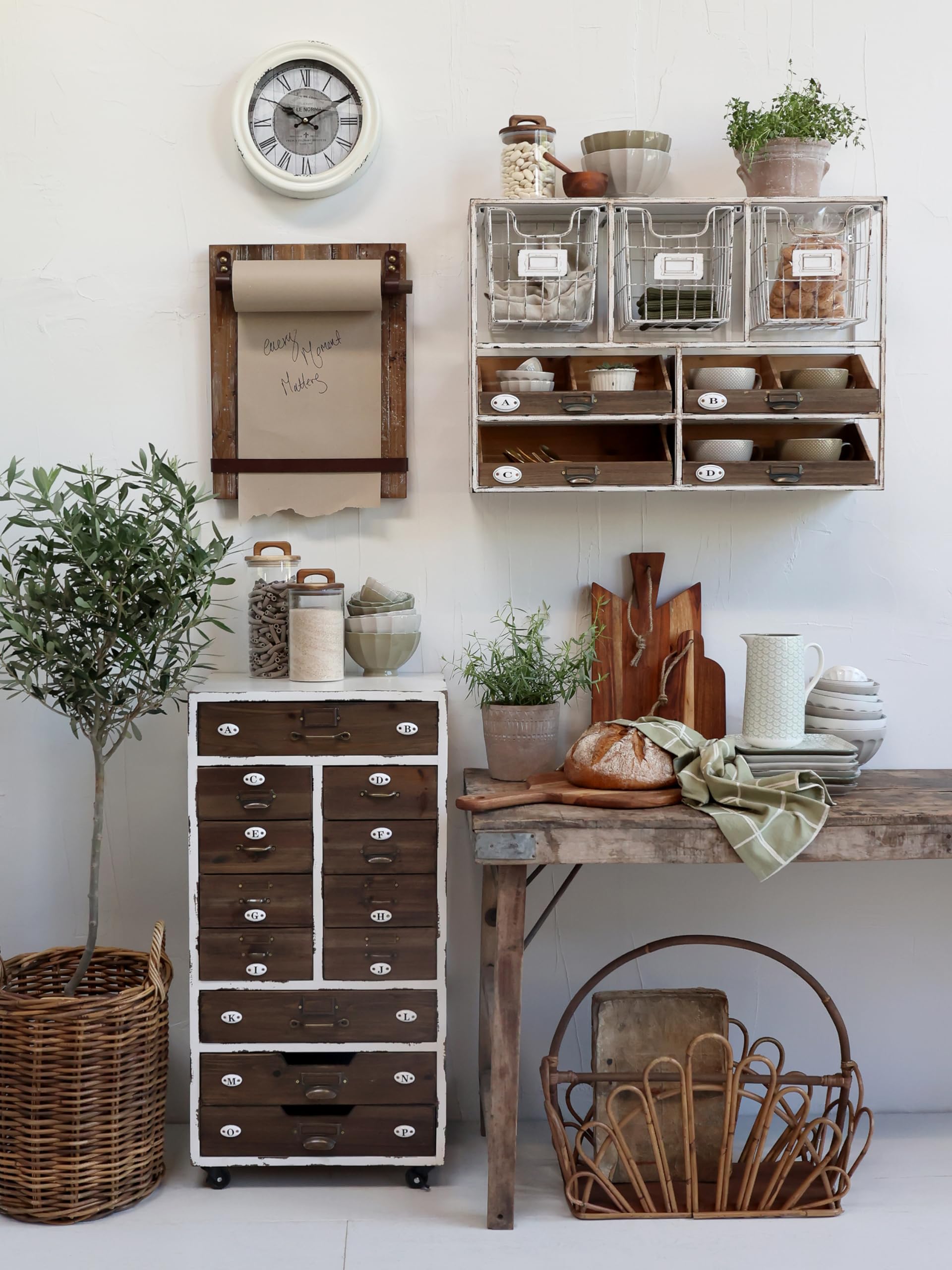 Bloc De Notas Con Clip - Tablero Colgante Vintage Para Cocina, Oficina O Hogar, 32x12x3 Cm