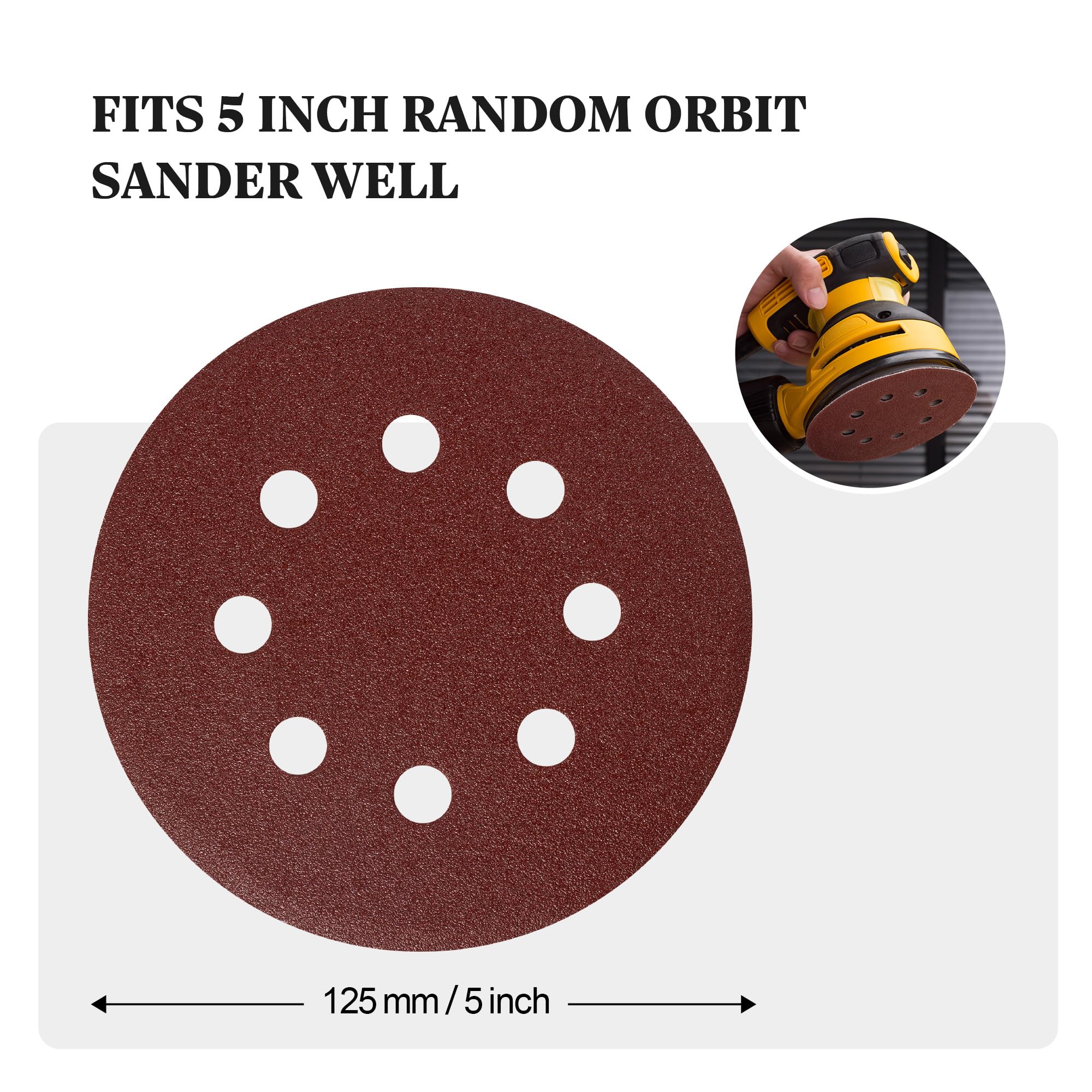 S SATC Sanding Discs 100 Grit 110PCS Orbital Sander Discs 125mm Hook and Loop Round Orbital Sander Pads for Sanding - Image 4