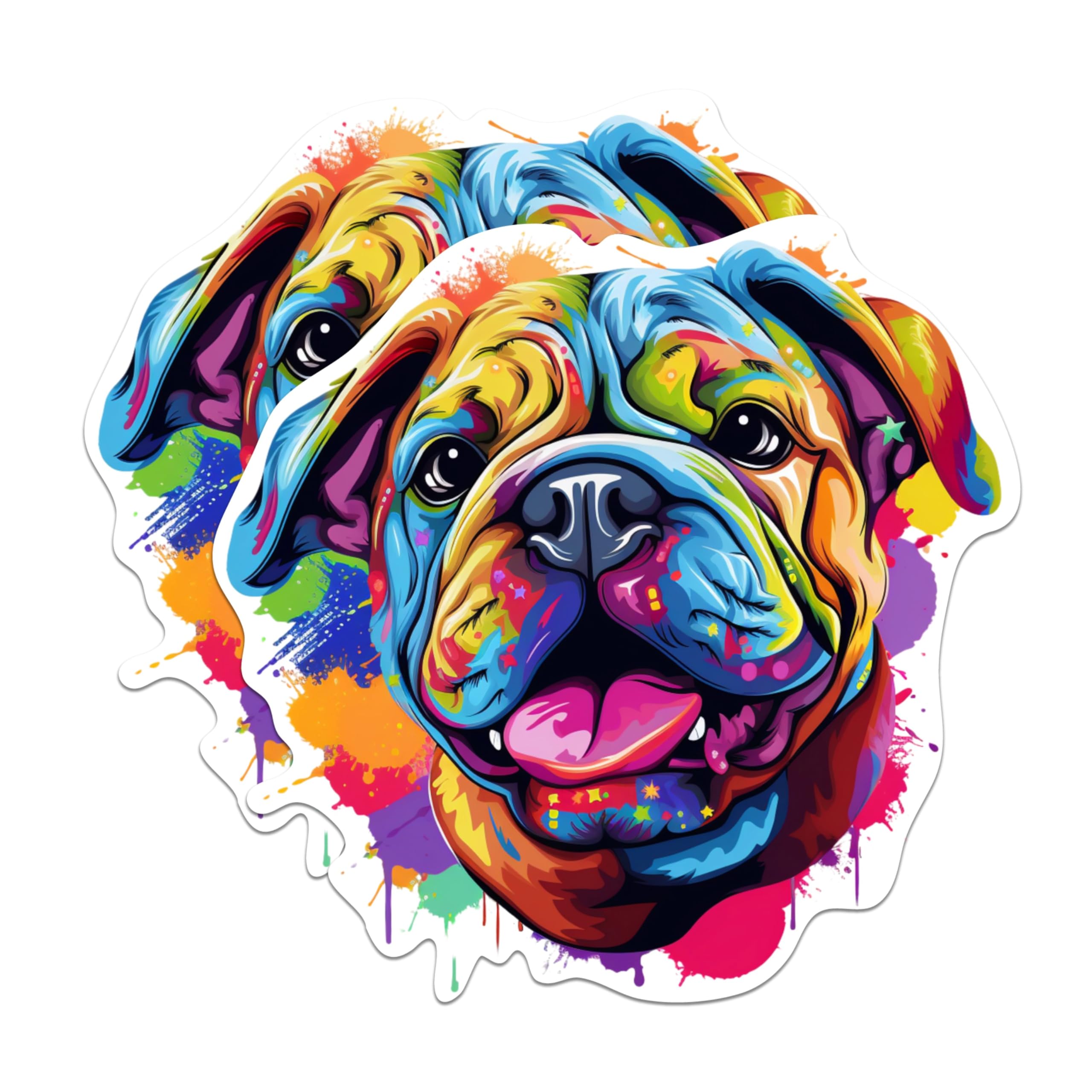 (2 Pack) Bulldog Dog Breed Stickers - 5 Inches On Longest Side - Choose from Over 100 Dog Breeds - for Cars, Trucks, Skateboards, Laptops - Made in USA - BMCS1801