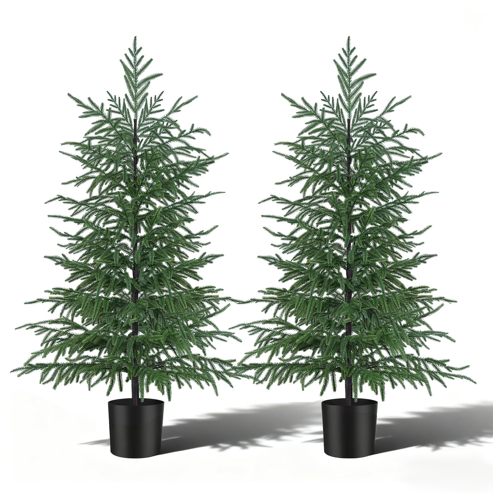 4FT Artificial Norfolk Pine Tree, 2pc Artificial Christmas Tree Faux Potted Plants for Front Porch Christmas Indoor Outdoor Decor