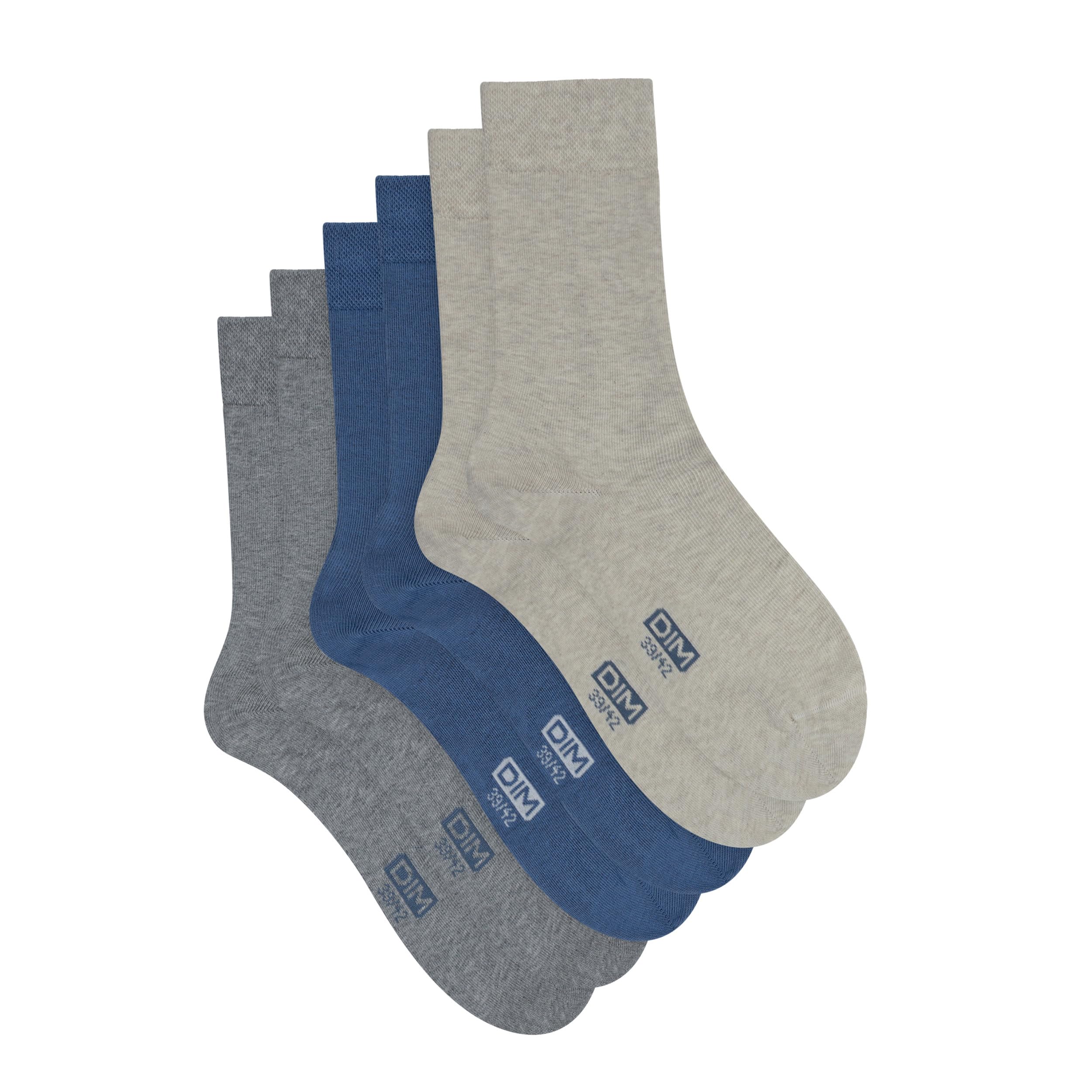 DIM Men - Set of 3 Breathable Cotton Socks | Daily Comfort | French Label