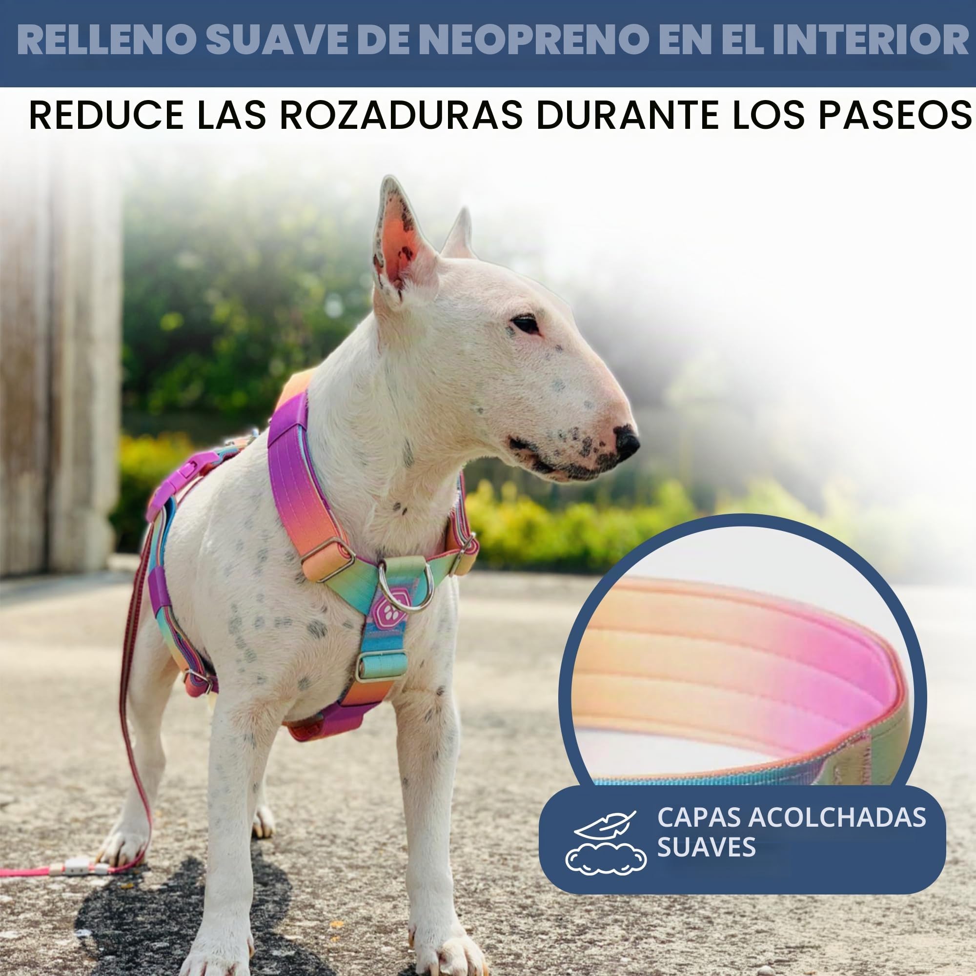 Spark Paws Arnés grande sin tirones para perro, diseño halter con clip frontal, duradero y resistente para razas grandes y fuertes, glaseado pastel, talla L