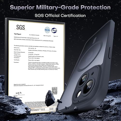 Miniatura 5 de TOCOL Funda magnética para iPhone 15, protección completa mejorada de la cámara, compatible con Magsafe, protección contra caídas, translúcida mate,