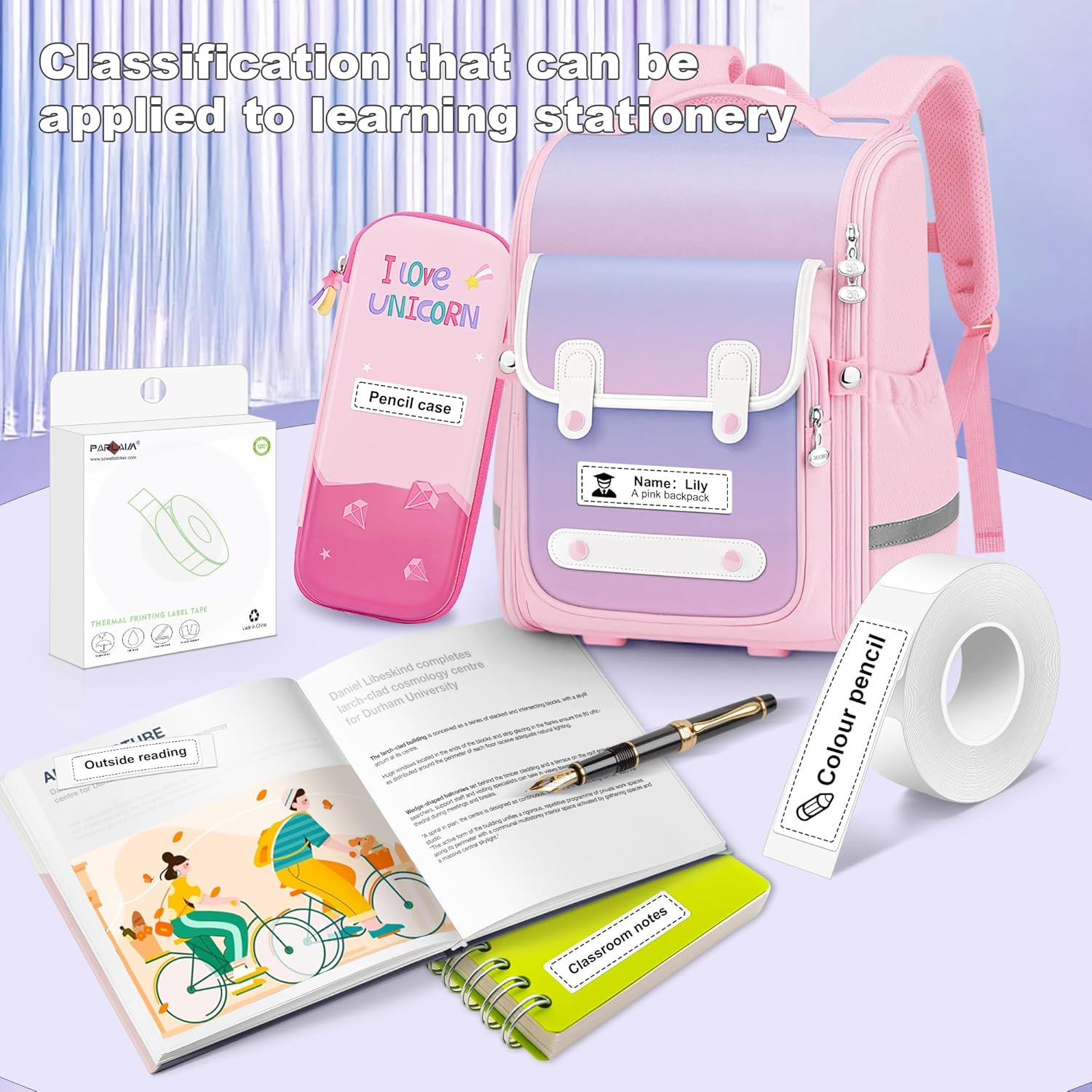 PARLAIM Label Maker Tape,14X50MM(1/2" X1 7/8") Thermal Label Stickers,Thermal self-Adhesive Label Compatible with D30 Label Maker,Thermal Label Paper for Home/Office/130pcs/Roll White - Image 5