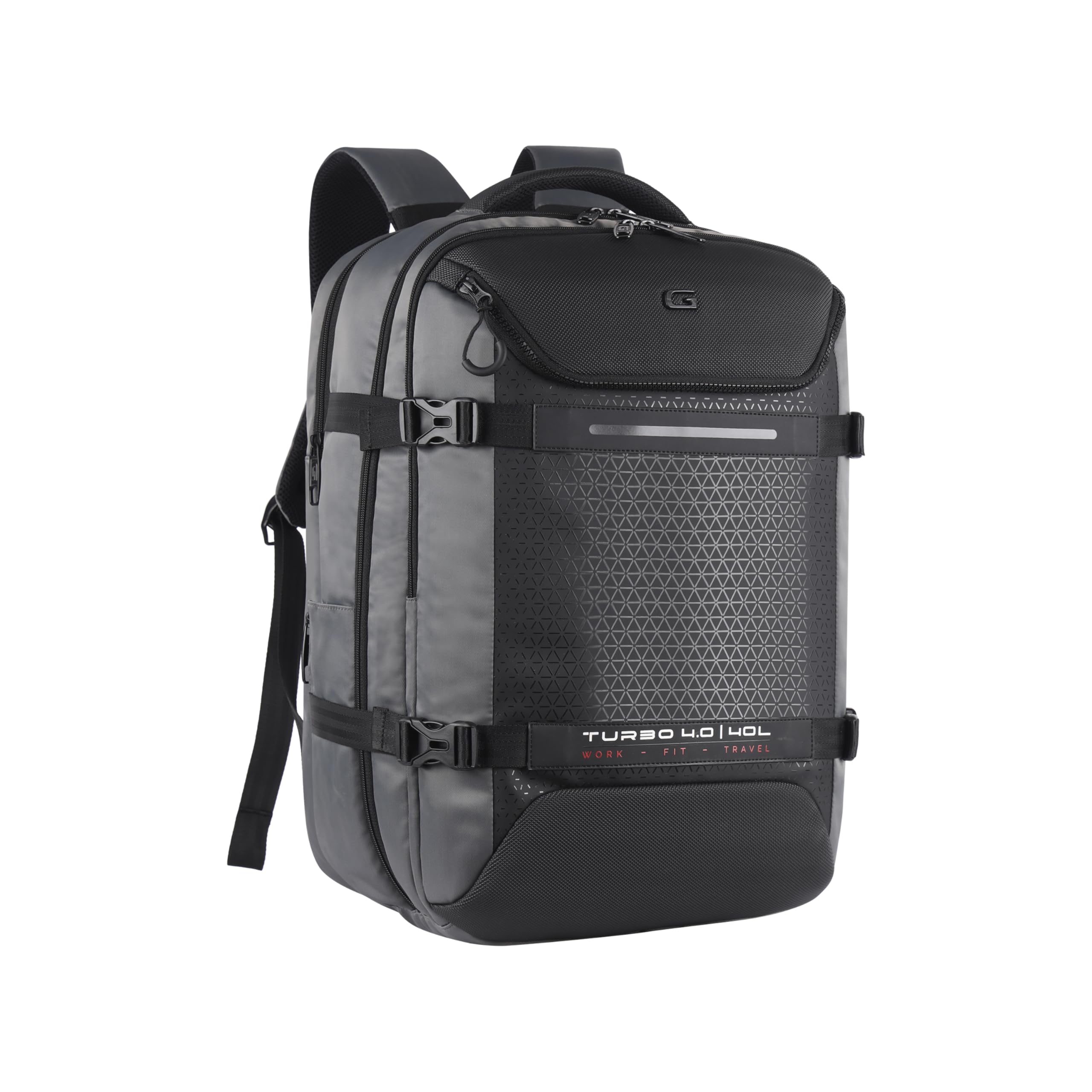 Turbo 4 19"/40L Anti Theft Large Water Resistant 4 Compartment Laptop Backpack with Raincover/Casual Backpack/Daypack/Travel Backpack/College Bag For Men/Women(Grey-Black)