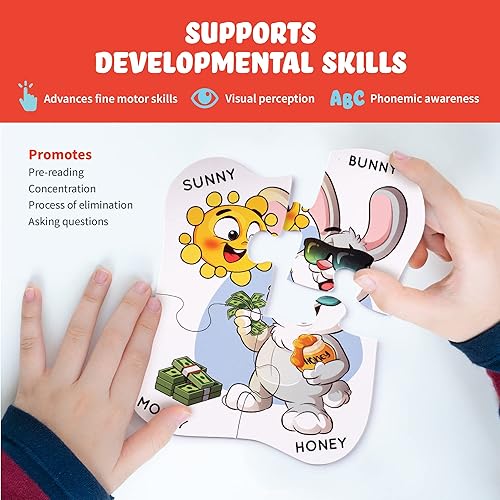 Miniatura 6 de Juego de rompecabezas de rima, juego de rompecabezas de 4 piezas, juegos educativos de preescolar, juegos de terapia del habla