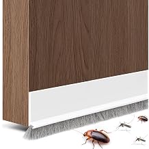 Under Door Draft Stopper with Brush, 39-inch Self Adhesive Door Sweep for Bottom for Exterior & Interior Doors, Gap Filler Weather Stripping Noise Dust BlockerWhite