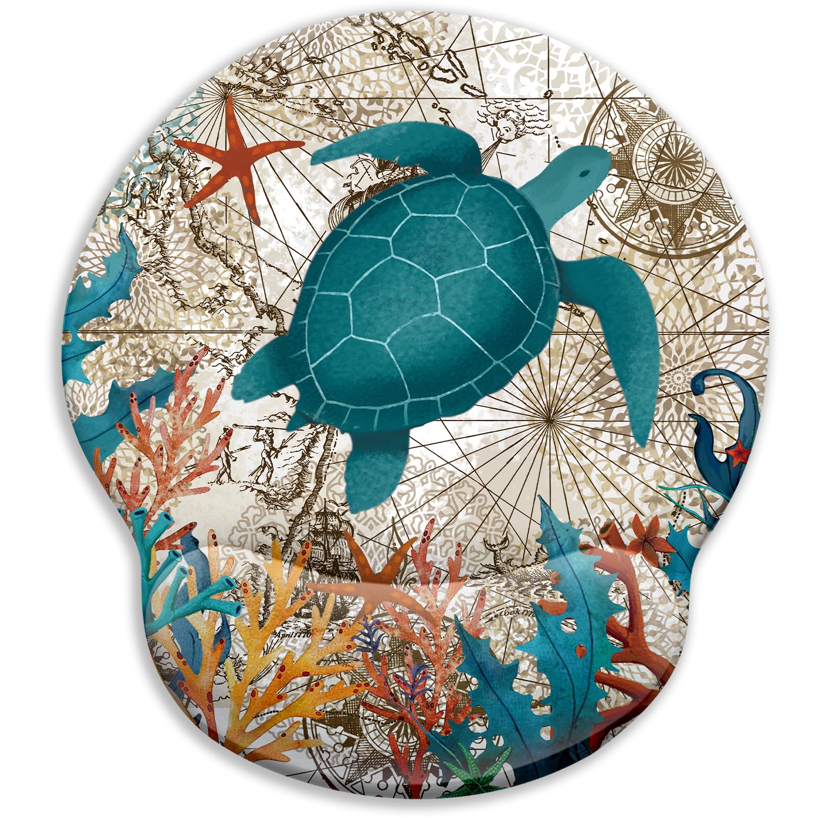 Blusabaca Ergonomic Mouse Pad with Wrist Rest, Sea Turtle Mouse Pads Wrist Support for Desk, Cute Gaming Mousepad for Wireless Mouse Laptop Computer