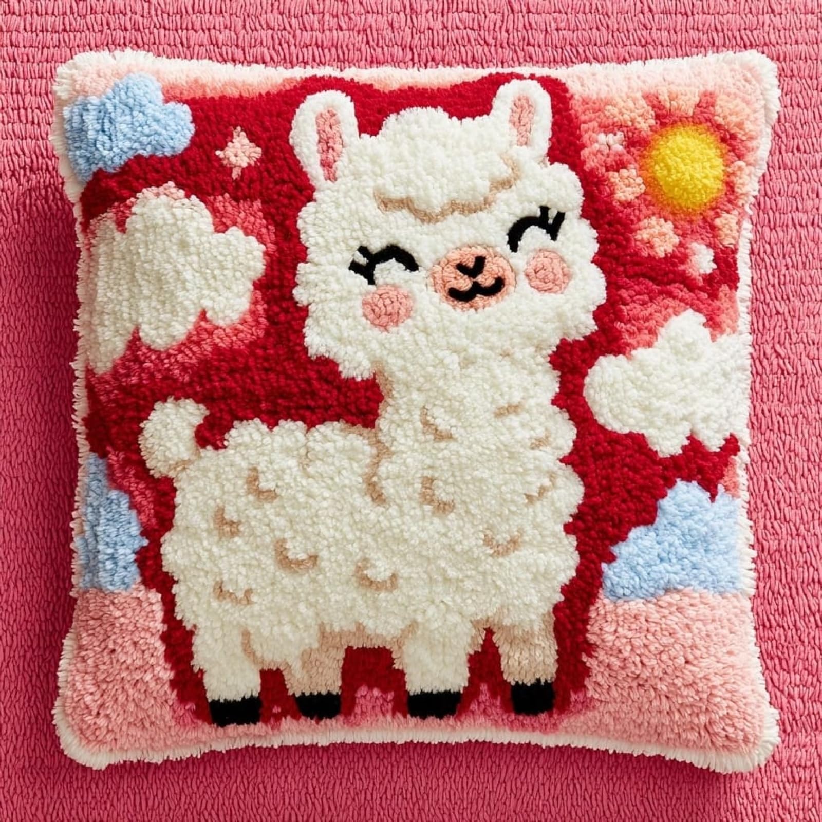 AxiangziK DIY Latch Hook Pillow Kit,Alpaca