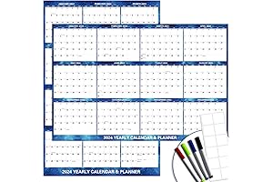 2024 Wall Calendar 12 Month Planner with Dry Erase Surface and Reversible Design