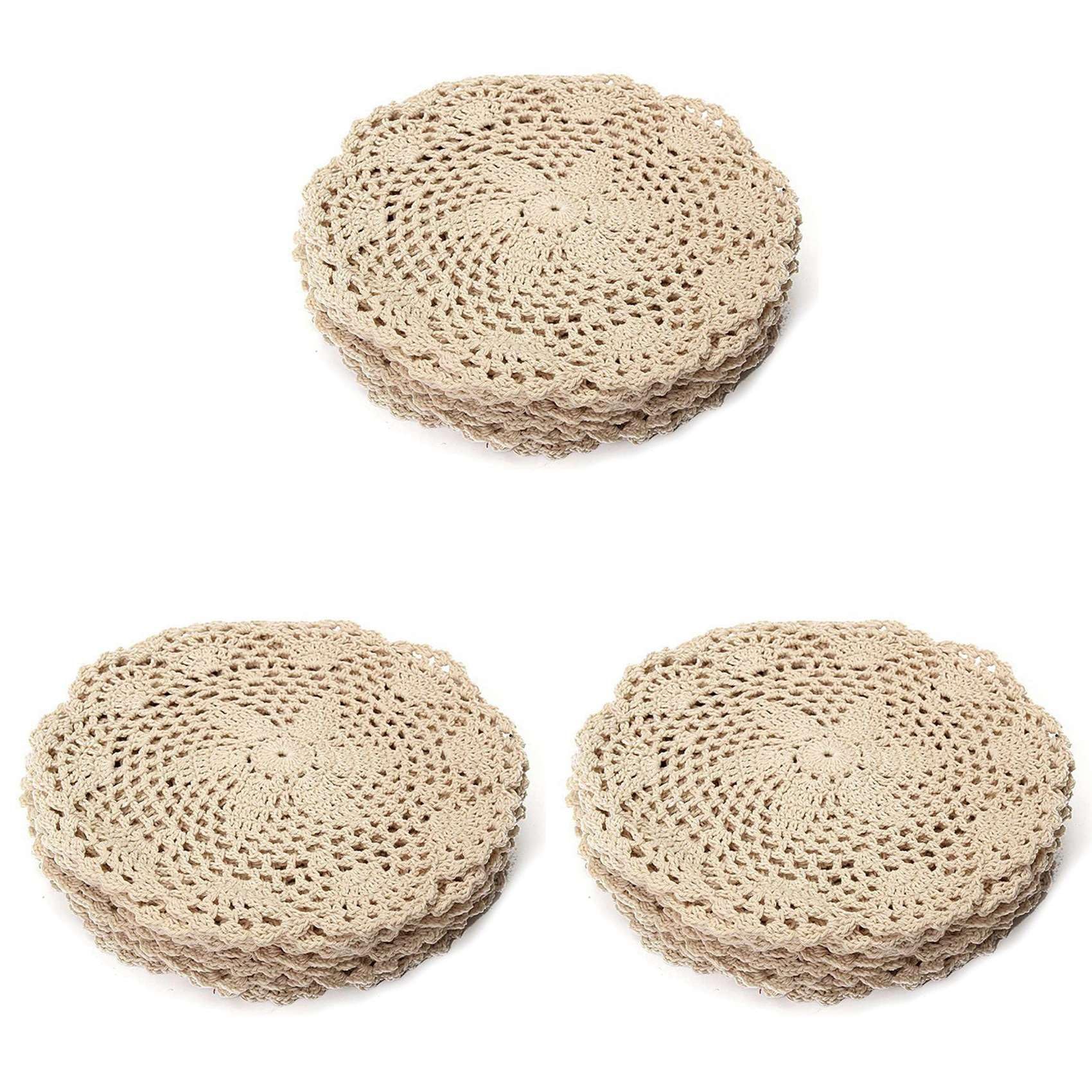 Hndhbfgrt 36Pcs Vintage Cotton Mat Round Hand Crocheted Lace Doilies Flower Coasters Lot Household Table Decorative Crafts