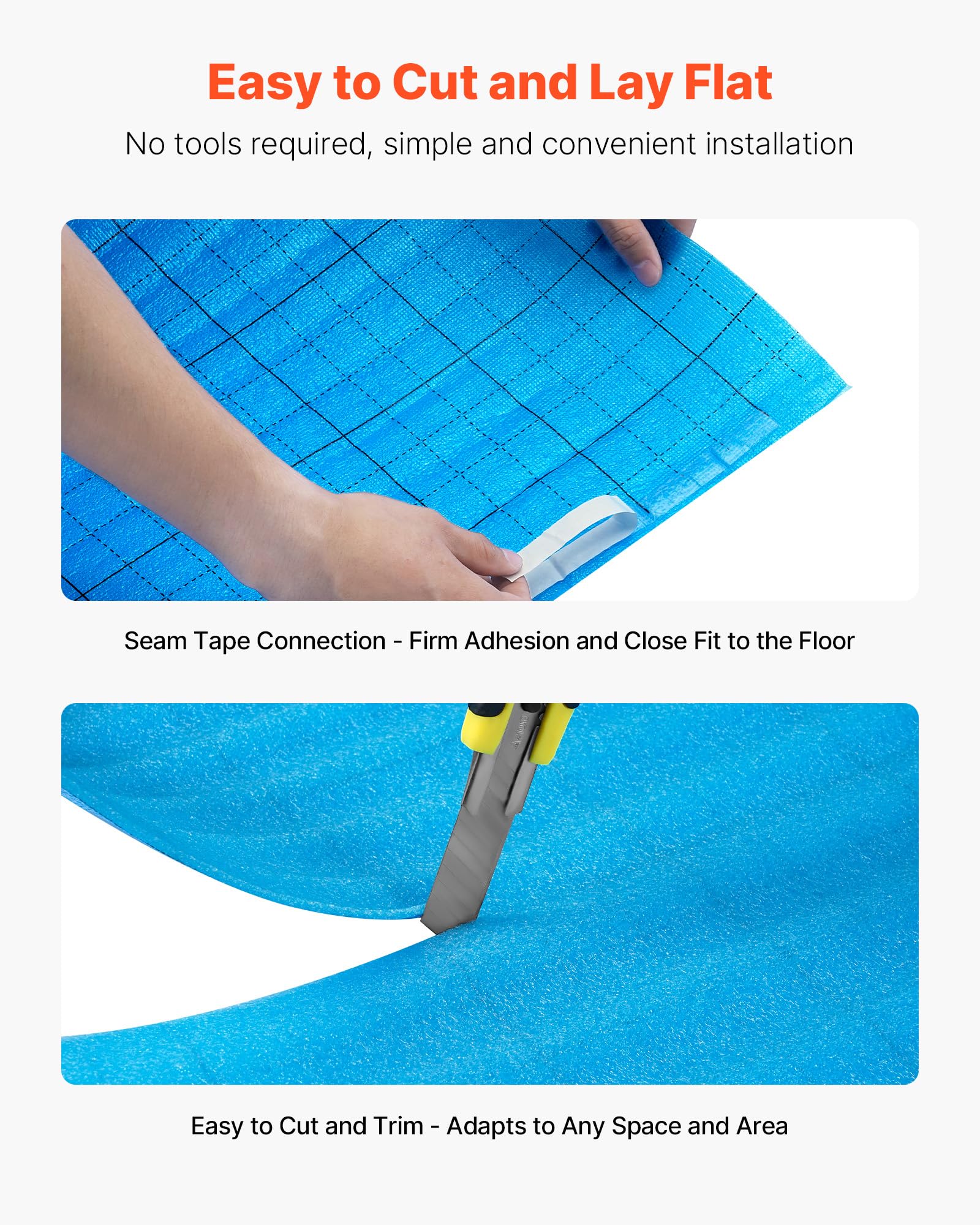 VEVOR sous Couche Parquet, 18,6 m², sous-Couche Isolante, Épaisseur 3 mm, avec Mousse EPE, Film PE Imperméable, Insonorisation Anti-humidité, Protection Infiltration, pour Sols Stratifiés, Parquets