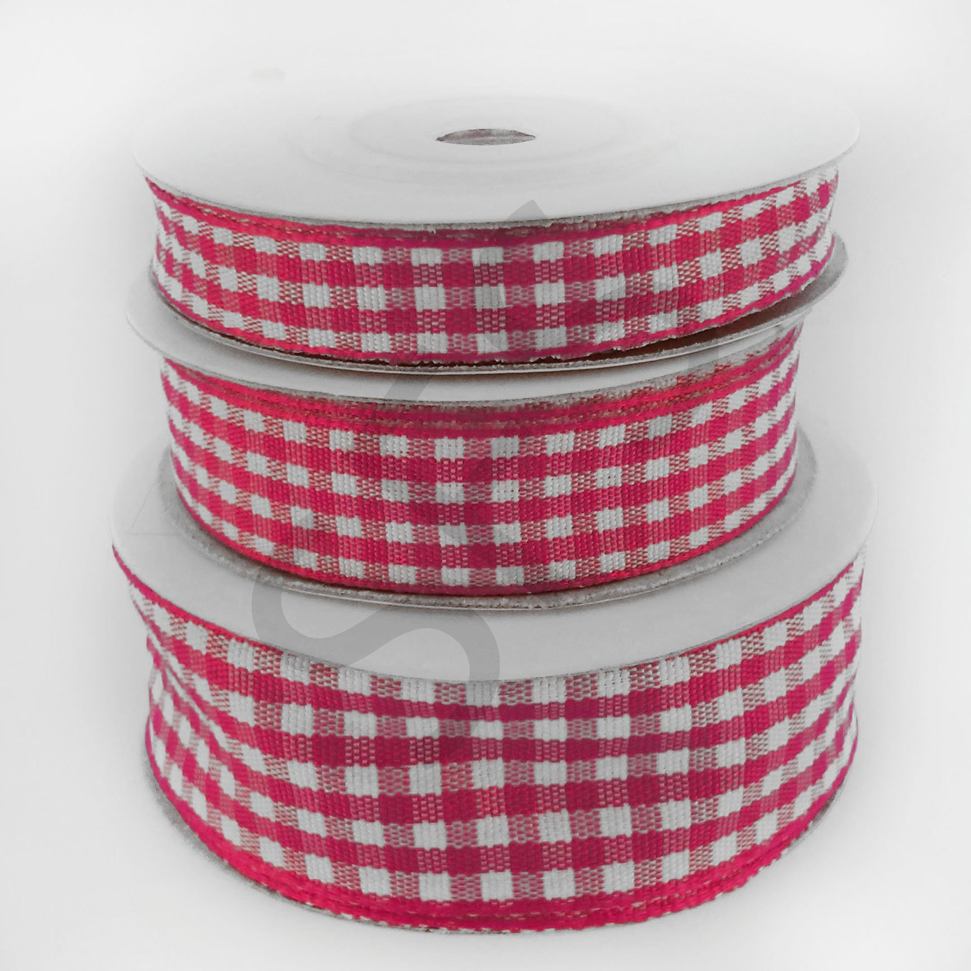 Fsuk Pink Full Roll (10 Yards) Of Woven Edge Gingham Ribbon (Hot 10Mm)
