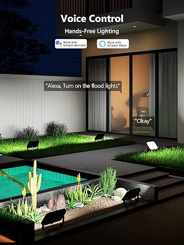 Miniatura 6 de BrizLabs Luces de inundación para exteriores, inteligente RGBCW Pathway Landscape Lighting APP Control, reflectores LED que cambian de color,