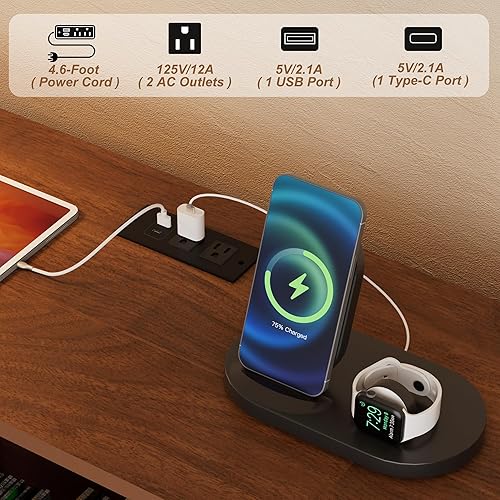 Miniatura 8 de Soporte para tocadiscos de vinilo con luces LED y estación de carga, soporte grande para discos con puerta corrediza para tocadiscos, altavoces,