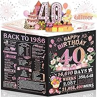 Vista 14 de Tarjeta de cumpleaños número 60 para hombres, mujeres y esposos, gigantes, desplegables, para desear felices 60, valoración de 1965, dorado y negro