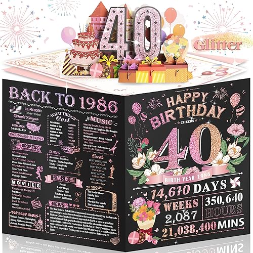 Miniatura 14 de Tarjeta de cumpleaños número 60 para hombres, mujeres y esposos, gigantes, desplegables, para desear felices 60, valoración de 1965, dorado y negro