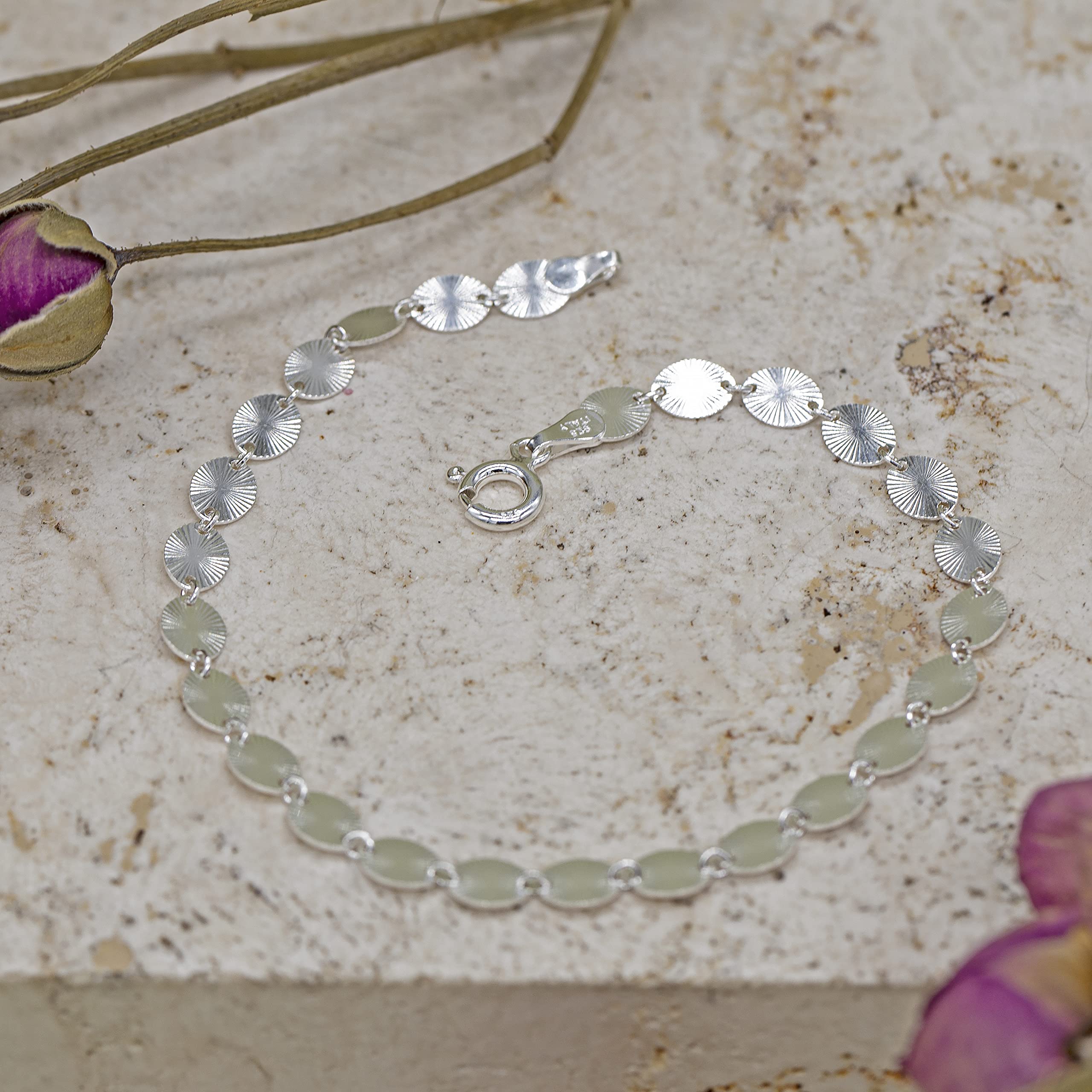 Tuscany Silver Bracciale da donna in argento sterling con disco ovale decorato