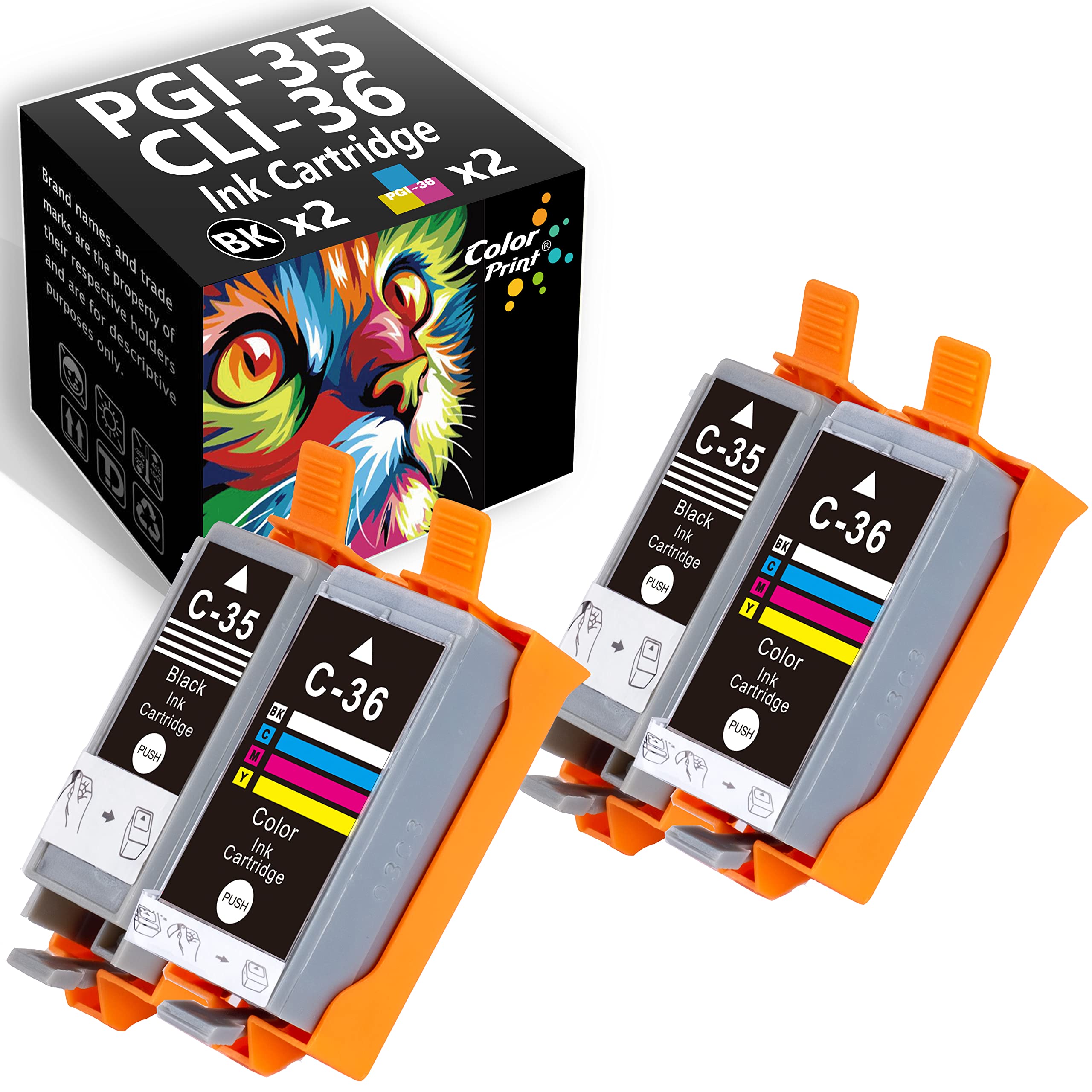 ColorPrint Compatible PGI35 CLI36 Ink Cartridge Replacement for Canon 35 36 Ink PGI-35 CLI-36 PGI 35 CLI 36 for PIXMA iP100 iP110 IP100B mini320 TR150