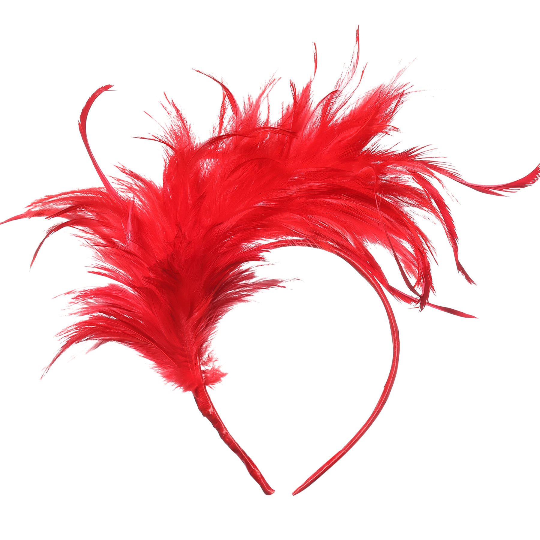 Coucoland Feather Fascinator 1920s Fascinator Gatsby Feather Headband Bridal Headpiece 1920s Flapper Accessories Derby Headpiece for Cocktail (Red)