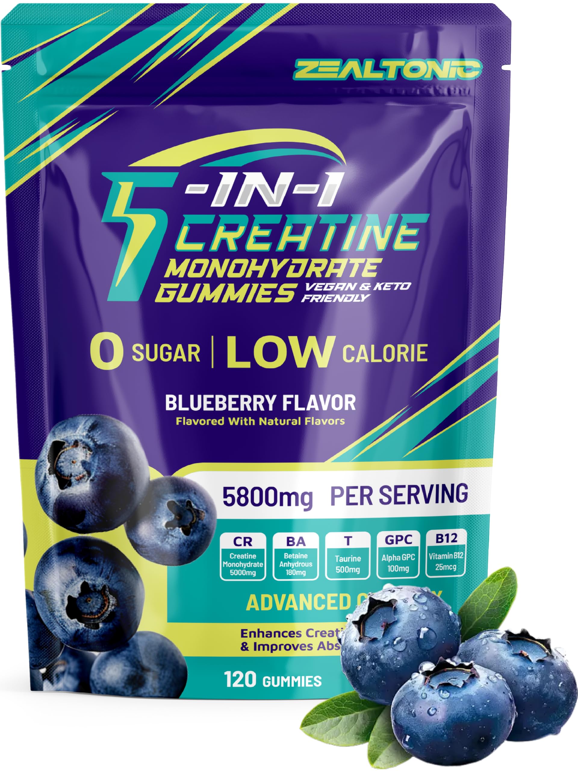 Amazon.com: Zealtonic Creatine Monohydrate Gummies 5800mg with