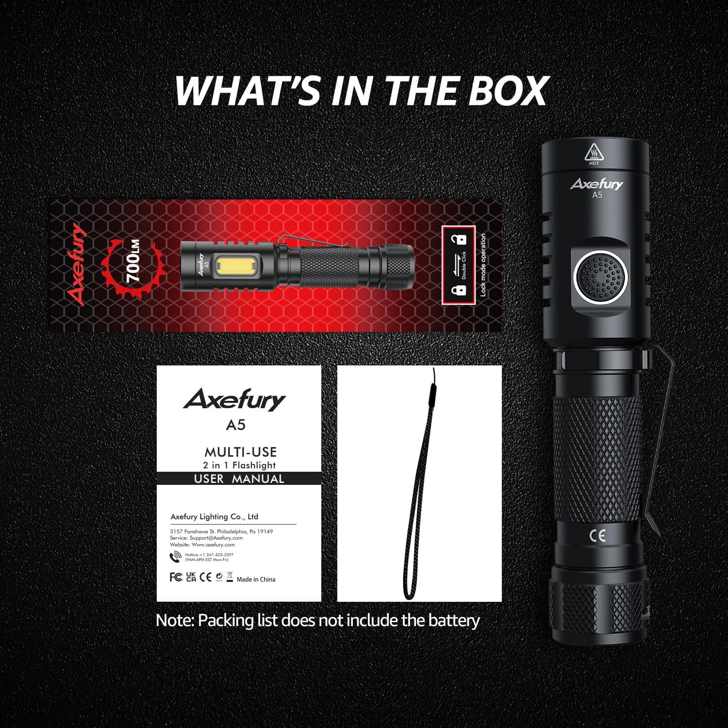 Flashlight, Magnetic LED Flashlight,Small Powerful EDC Flashlight A5 with COB Side Light,700 lumens,6 Modes,2 Types Batteries,Waterproof for Camping, Emergency(Not Included Battery) Gift