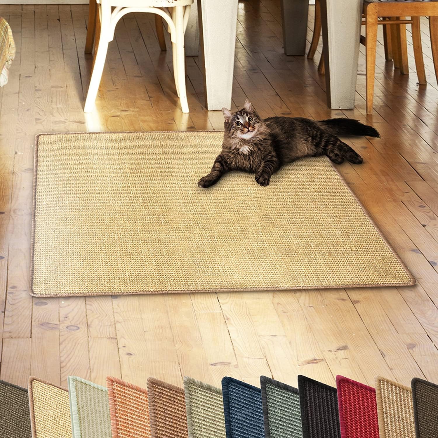 KARAT Cat Scratching Mat, 30 x 50 cm, Natural Sisal Scratching Mat, Scratching Areas for Cats, Scratching Furniture for Wall or Floor, Robust and Washable, Natural — image 1