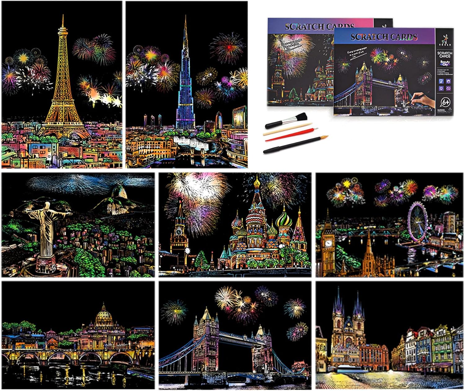 Scratch Painting & Sketch Art Paper A4 for Kids & Adults, Rainbow