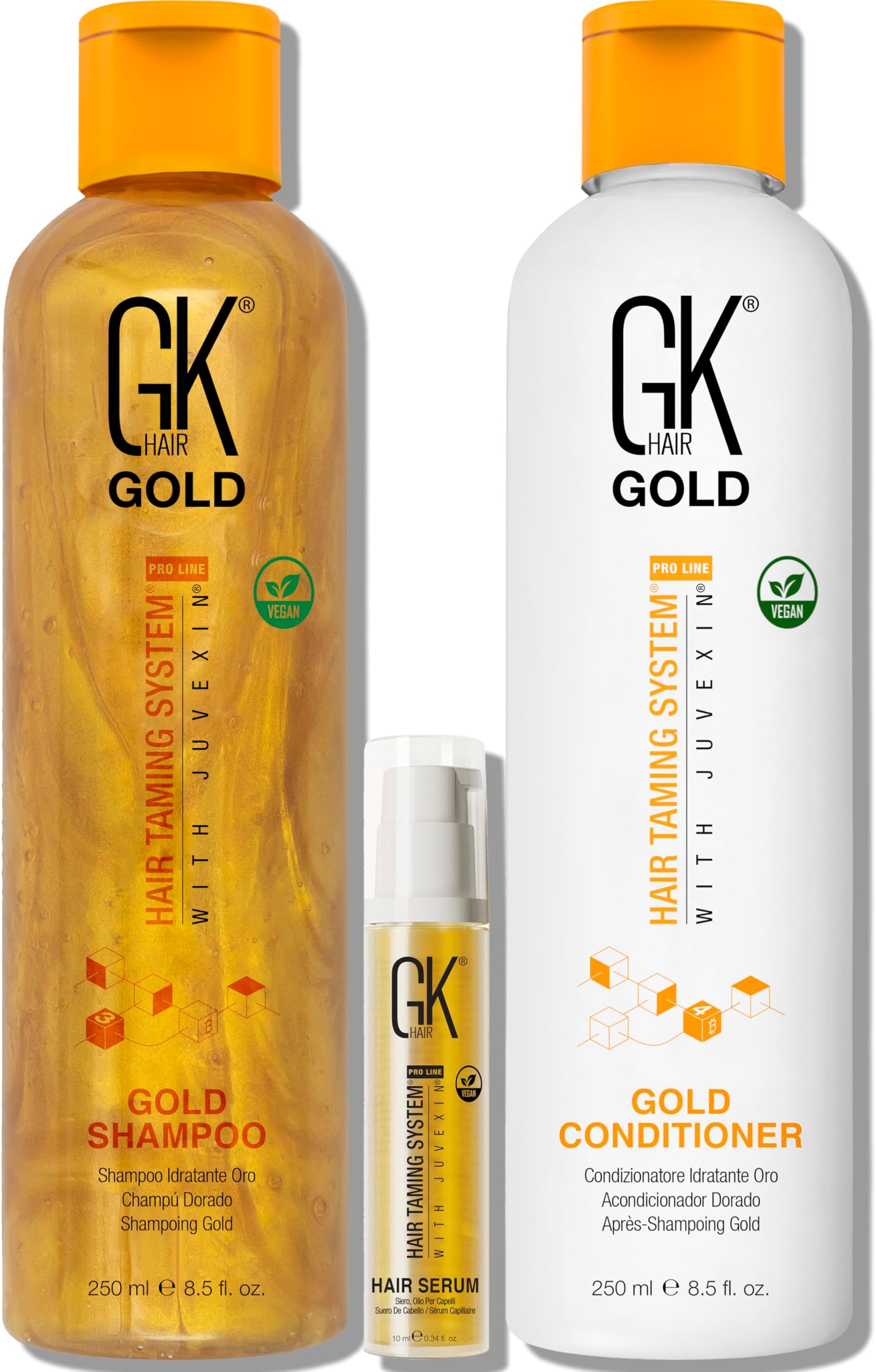 Gold Shampoo and Conditioner Duo with Free Argan Oil Serum Contains Argan Oil, Shea Butter, Natural Oils for Hairs Moisturizing Shine and Protection