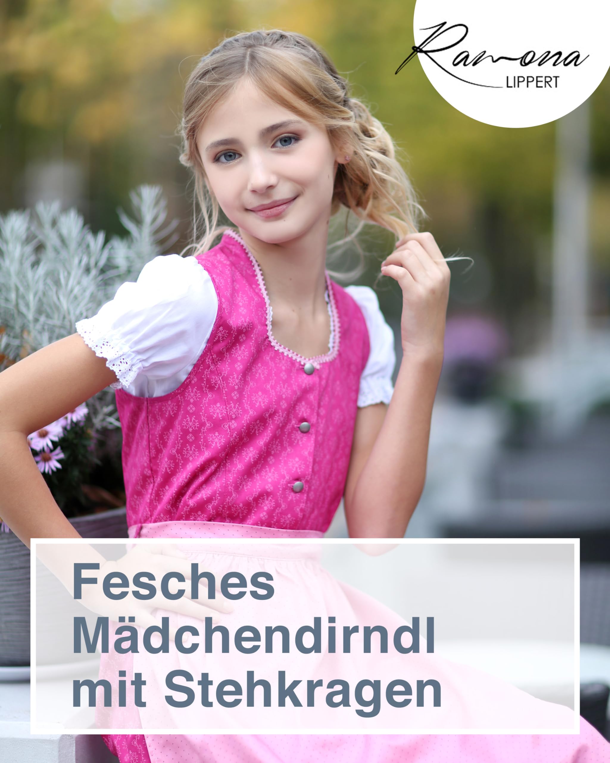 Ramona Lippert® Dziecięca dirndl Charlotta, różowa - 3-częściowa sukienka ludowa Dirndl dla dziewczynek