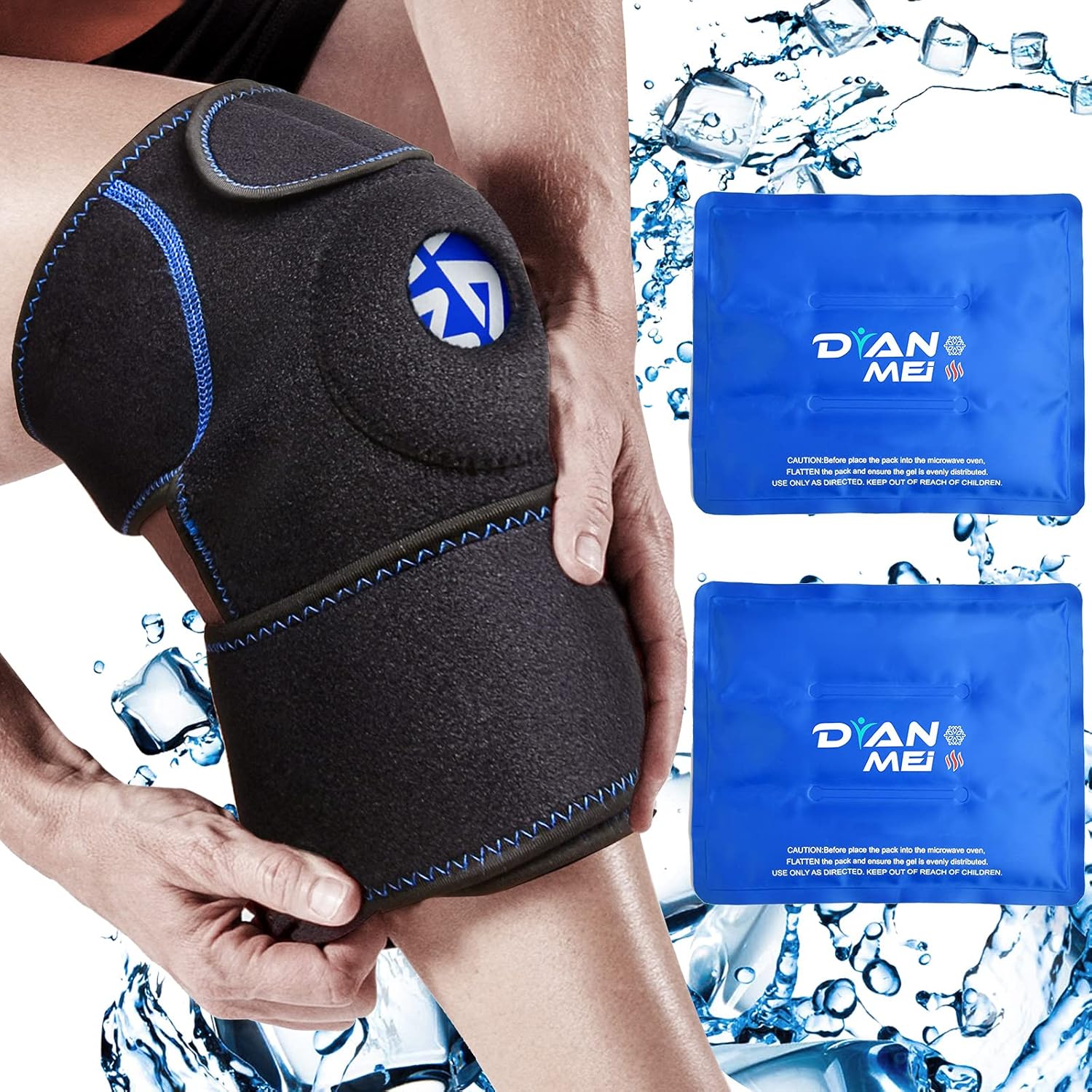 Knee Ice Pack Wrap (2 Flexible Gel Packs) Reusable Cold Hot
