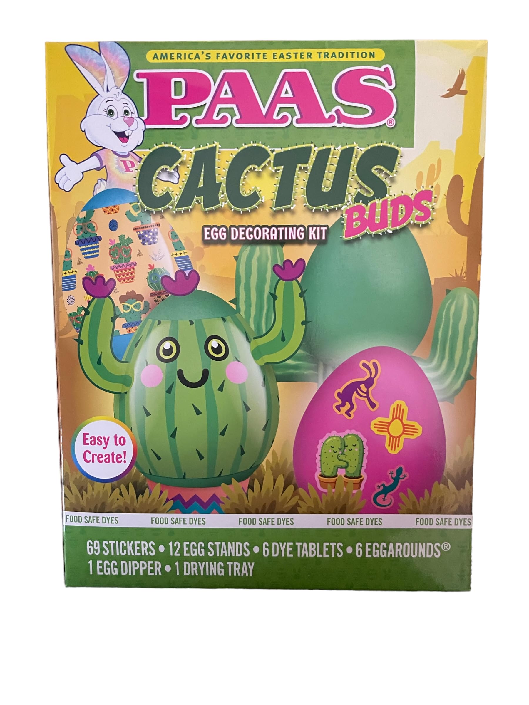 PAAS Cactus Buds Egg Decorating Kit Dye Stickers Eggarounds