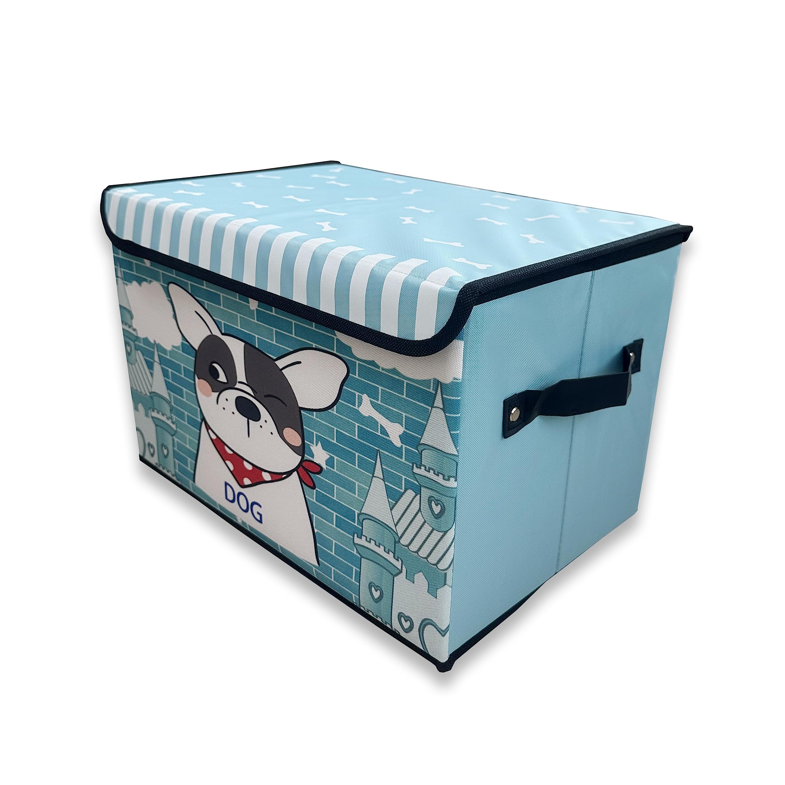 TARZ Foldable Large Kids Toy Chest with Flip-Top Lid, Collapsible Fabric Animal Toy Storage Organizer/Bin/Box/Basket/Trunk for Toddler with Lid Children and Baby Nursery (Dog)