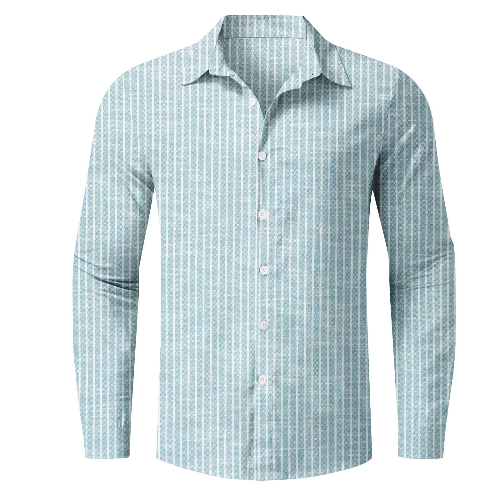 Camicia Uomo con Risvolto A Bottoni Maniche Lunghe con Motivo A Righe, Indumento Casual per Look Quotidiani