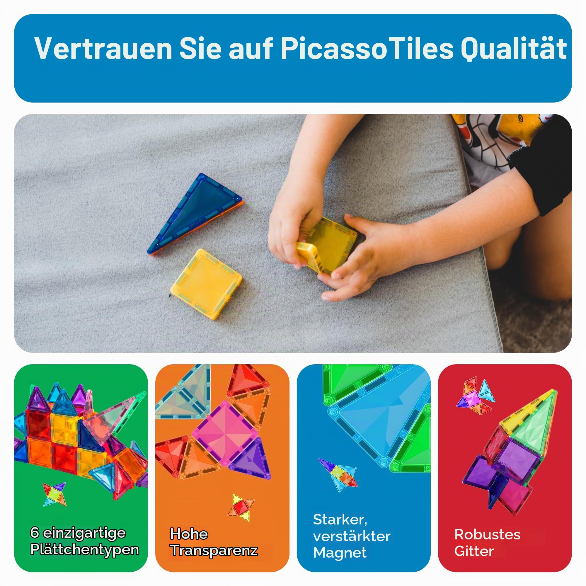 PicassoTiles 120 Teile Mini Magnetische Bausteine Spielzeug Set ab 3 Jahre