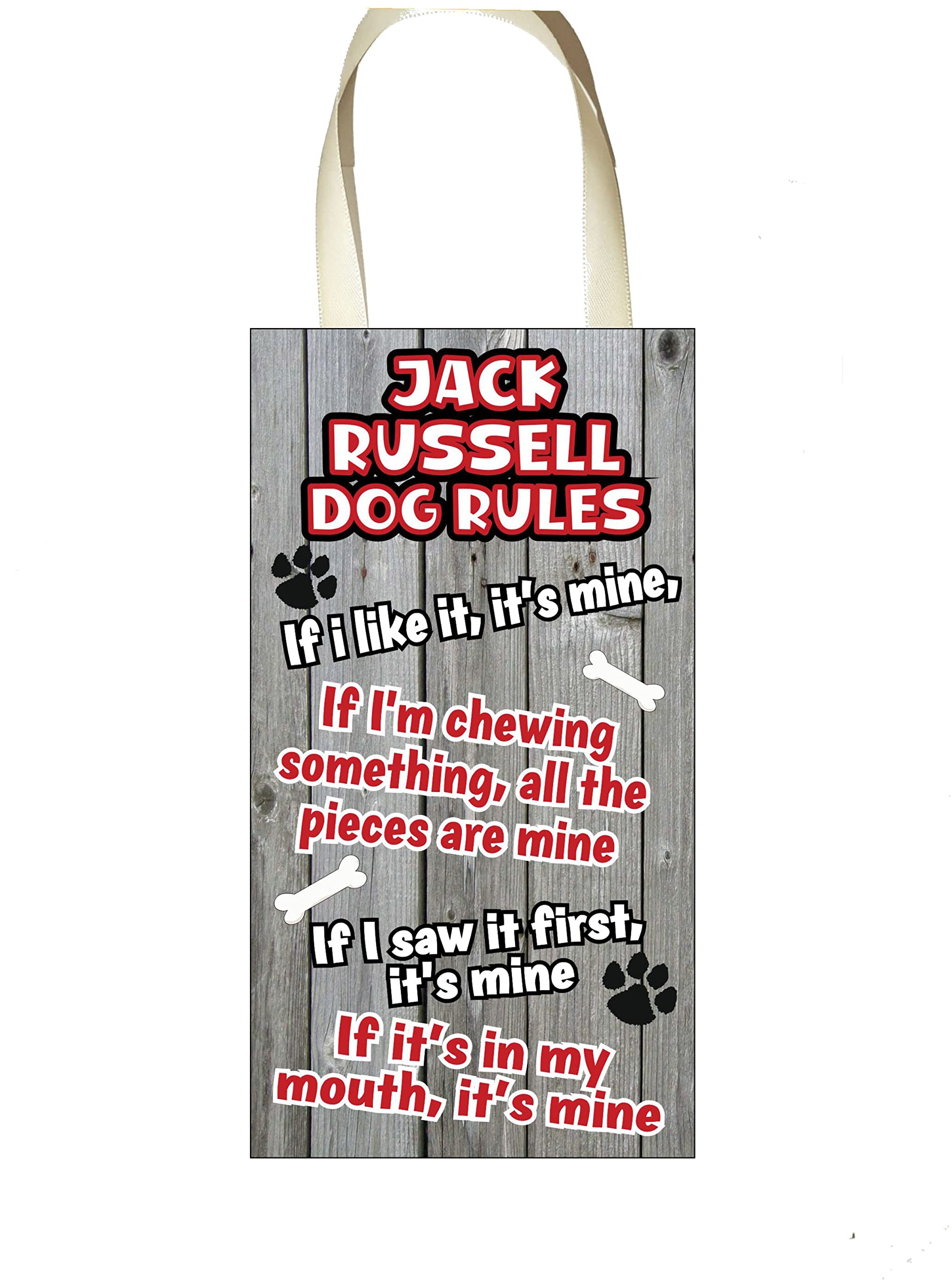 decalarama Jack Russell Plaque/Sign Gift – Dog Rules – If I Like It It's Mine – Cute Novelty Fun Birthday