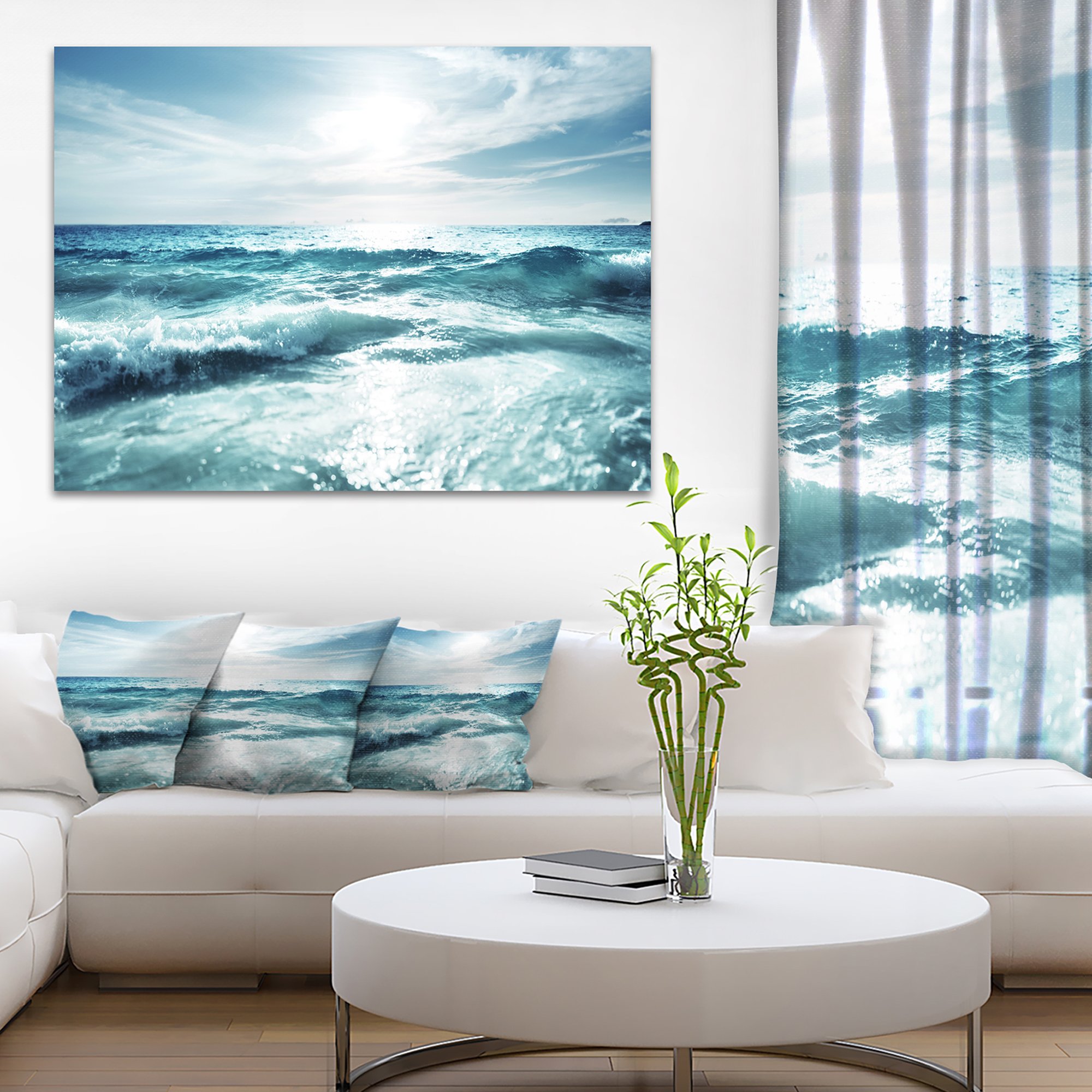 Seychelles Beach at Sunset Seascape Canvas Art Print