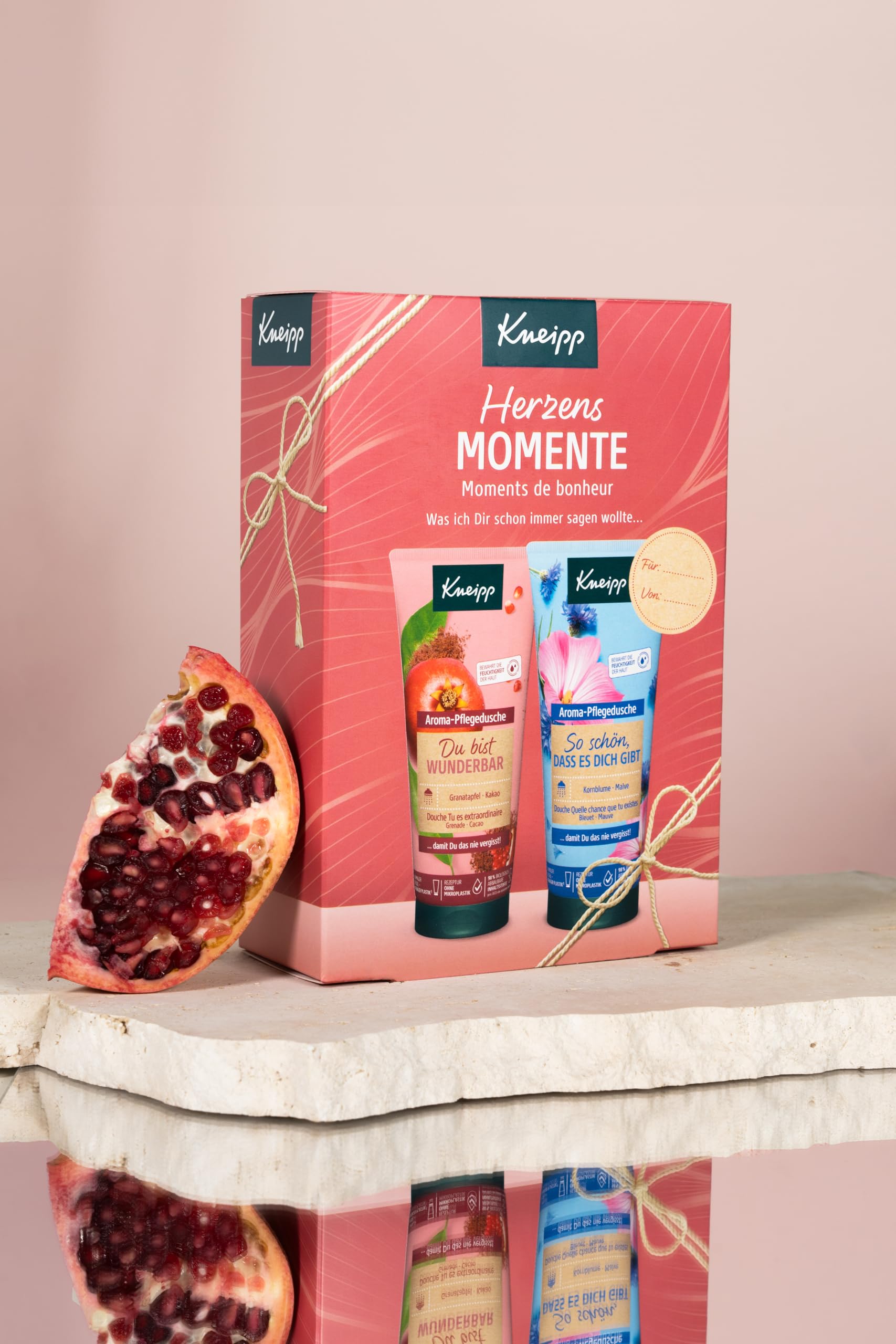 Kneipp Zestaw upominkowy z serduszkami - opakowanie prezentowe z 2 aromatycznymi prysznicami pielęgnacyjnymi w oryginalnym rozmiarze od Kneipp - Podaruj swoim bliskim pielęgnujące chwile