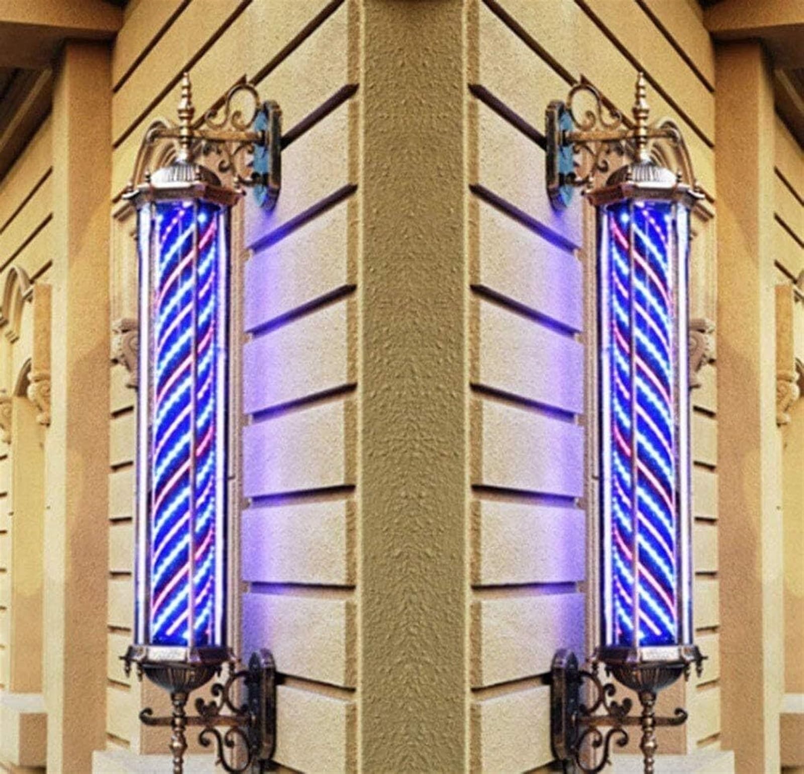 Salón Giratorio, barbería, Cartel Abierto, Poste, Tiras Rojas, Blancas y Azules con luz de Globo Brillante, lámpara montable en Pared