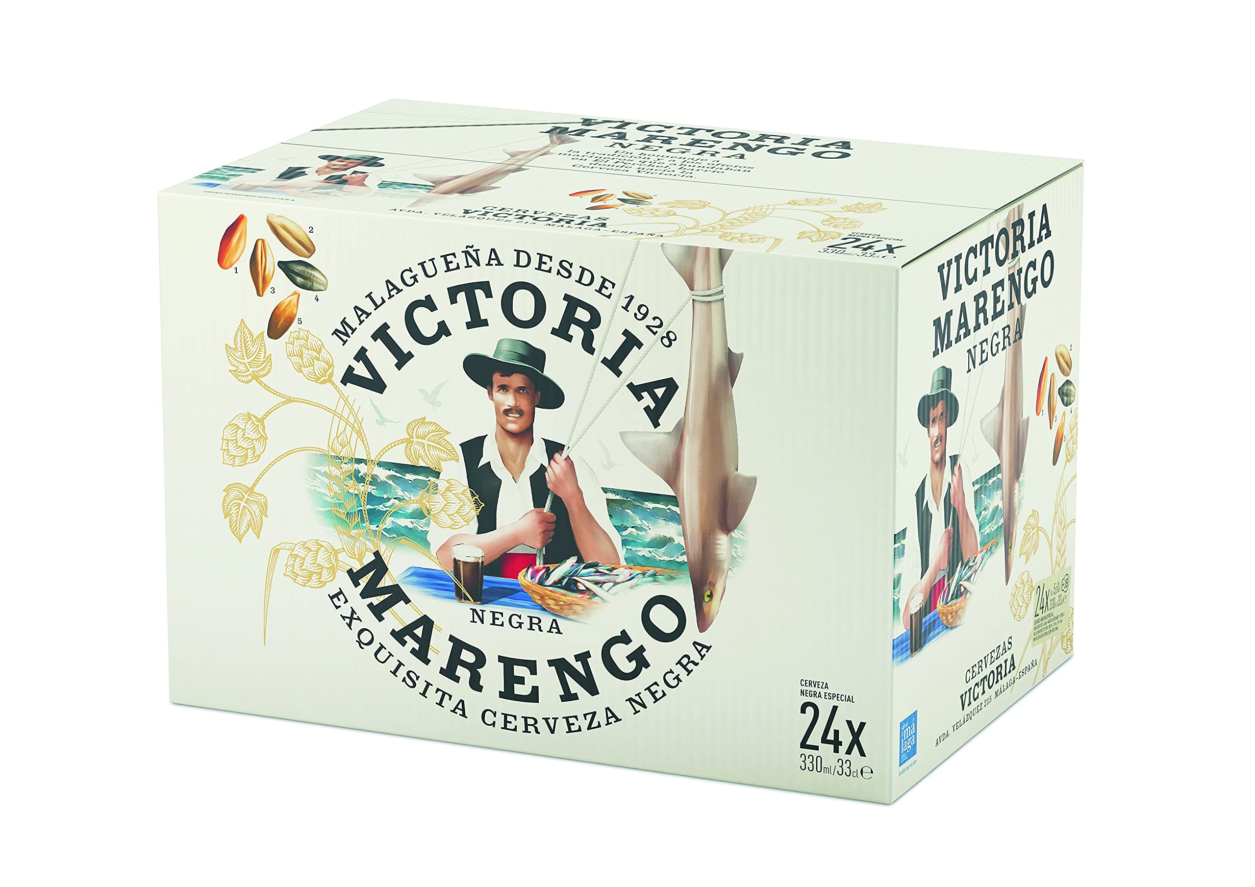Victoria Marengo | Cerveza Negra | Cereales Tostados | Caja 24 Botellas x 33 cl