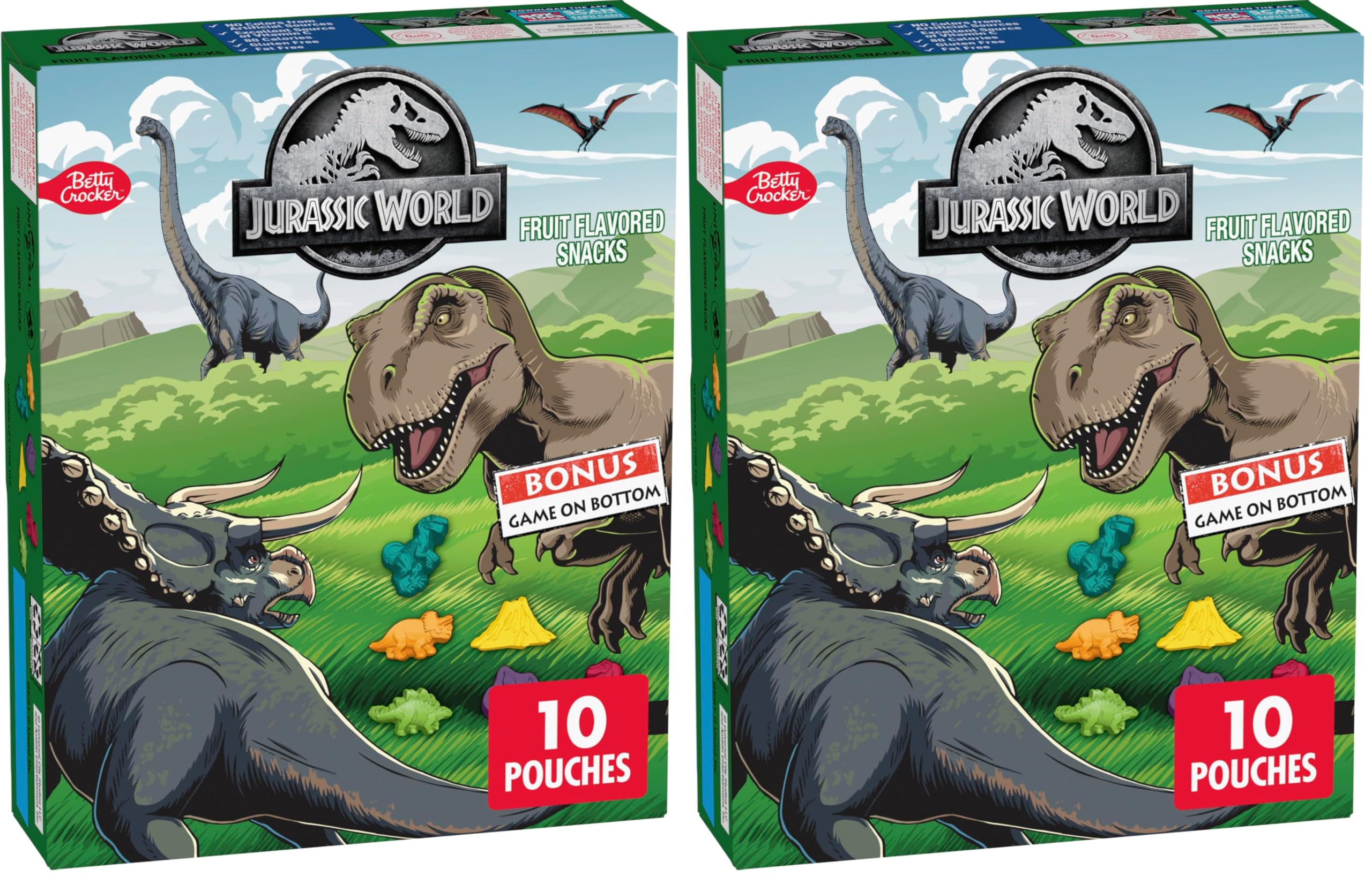 Jurassic World Fruit Flavored Snacks, Treat Pouches, 0.8 oz, 10 ct (Pack of 2)