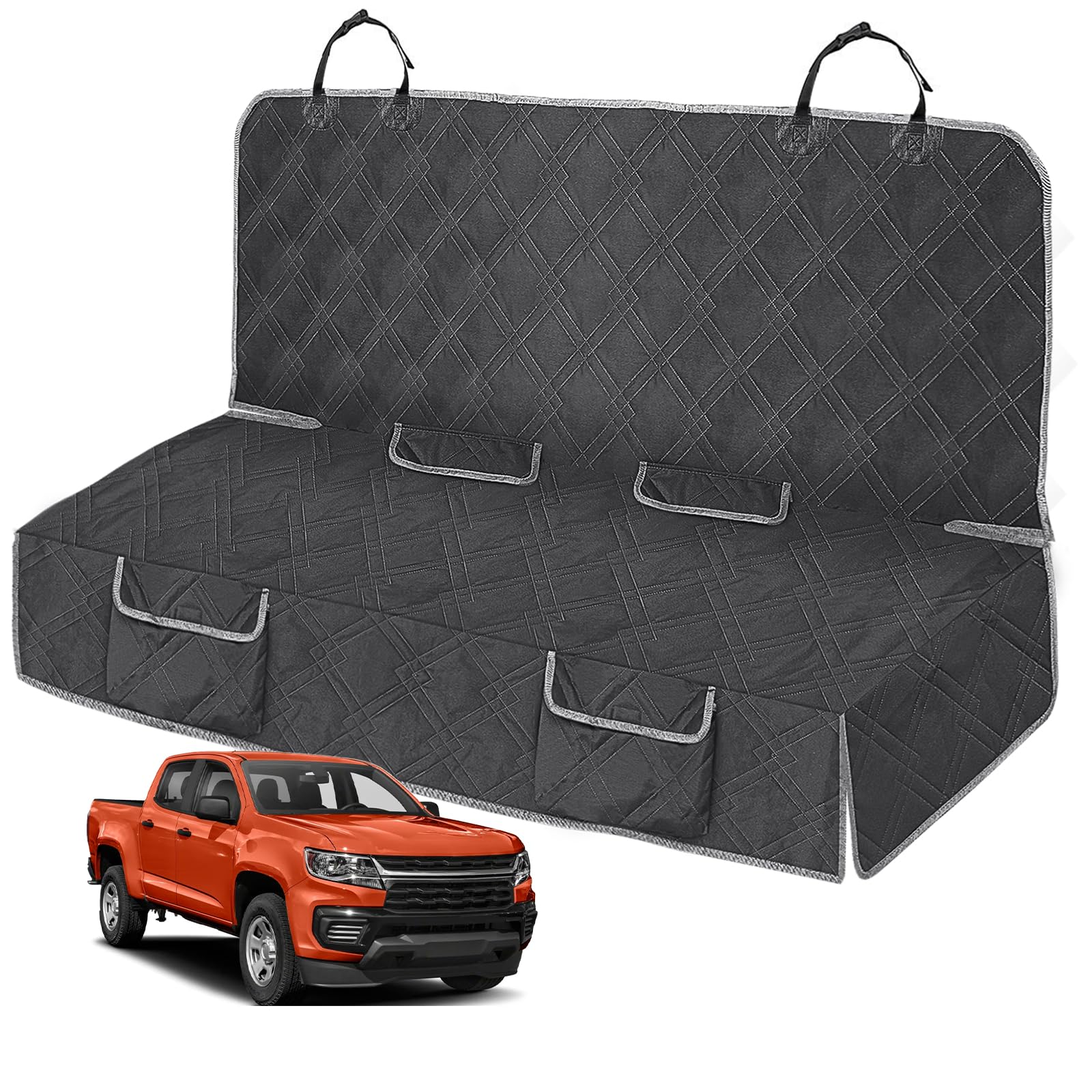 Kistrba Dog Car Seat Cover for Mid-Size Truck, Compatible with Toyota Tacoma/Hilux, Ford Ranger, Chevy Colorado/GMC Canyon, Nissan Frontier, Honda